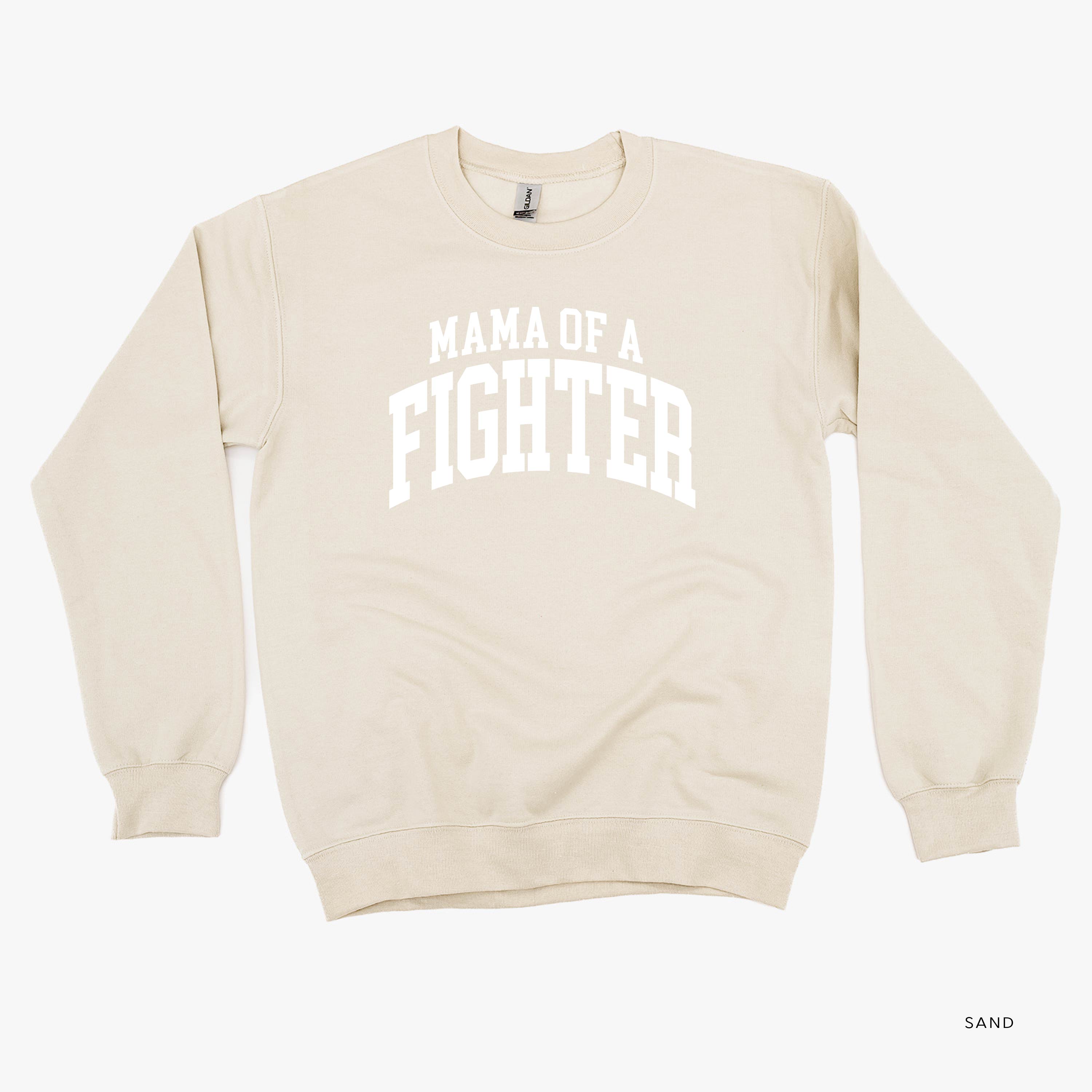 Mama of a Fighter - Varsity - BASIC FLEECE CREWNECK