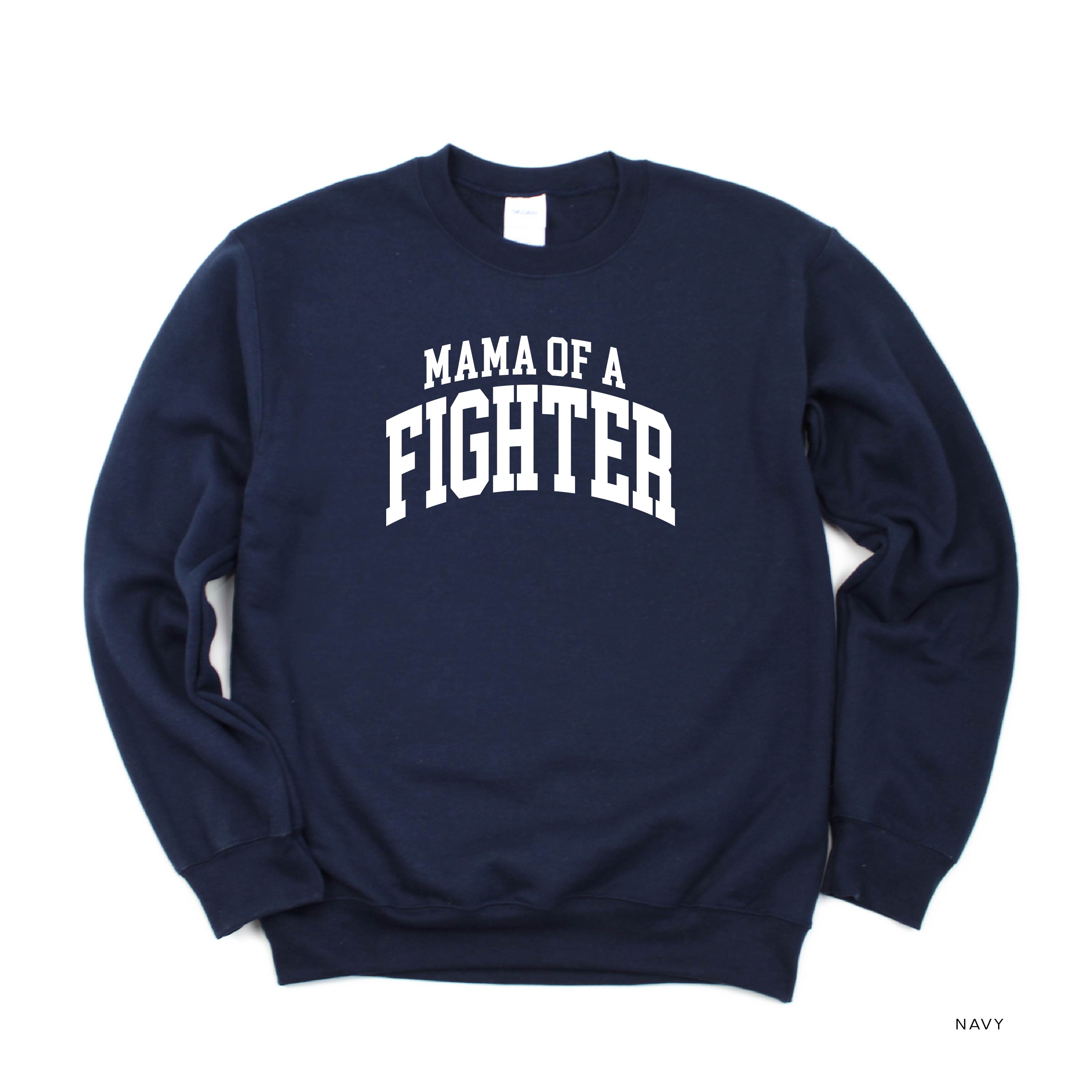 Mama of a Fighter - Varsity - BASIC FLEECE CREWNECK