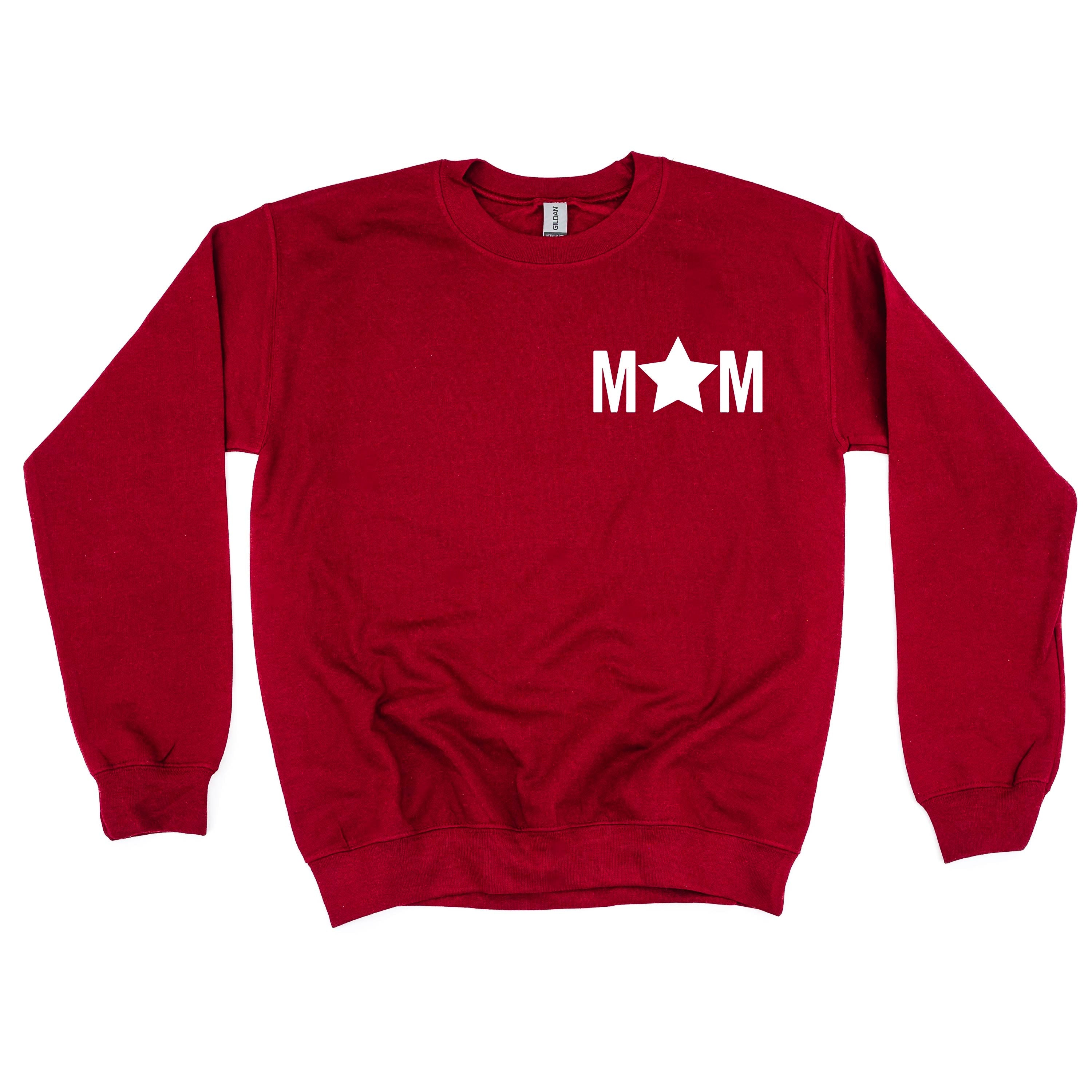 MOM - Pocket (Star) - BASIC FLEECE CREWNECK Little Mama Shirt Shop LLC