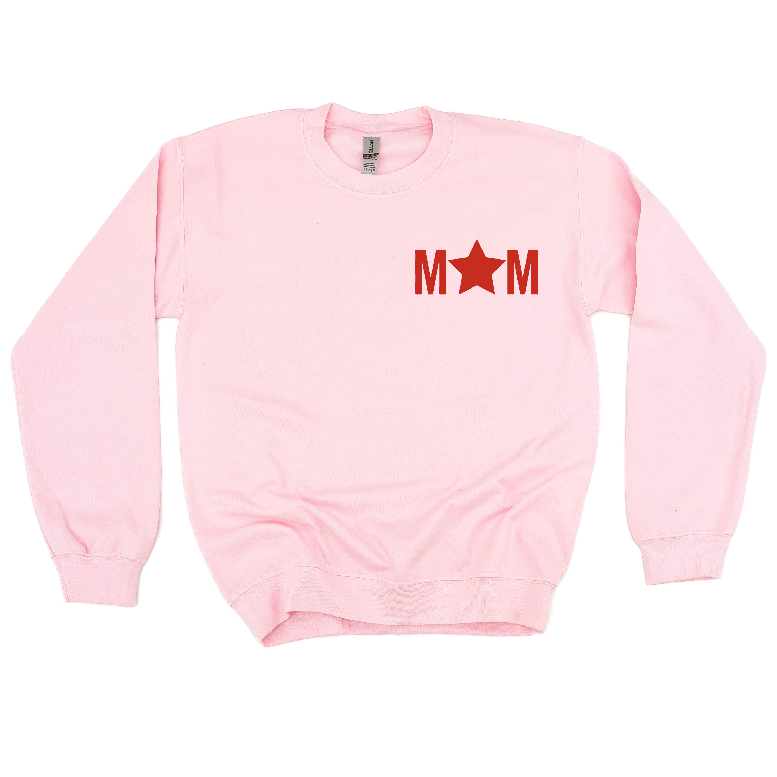 MOM - Pocket (Star) - BASIC FLEECE CREWNECK Little Mama Shirt Shop LLC