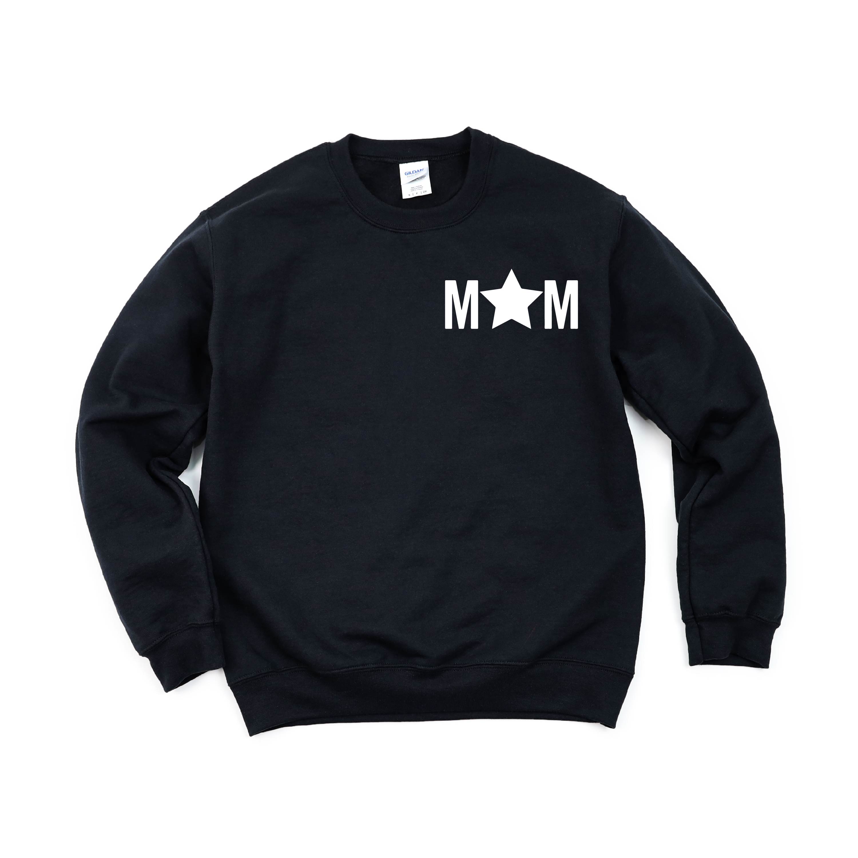 MOM - Pocket (Star) - BASIC FLEECE CREWNECK Little Mama Shirt Shop LLC