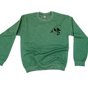 Mountain Fish & Pole Pocket Design on Front w/ FISH ON on Back - BASIC FLEECE CREWNECK Little Mama Shirt Shop LLC