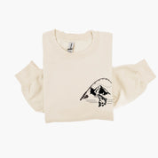 Mountain Fish & Pole Pocket Design on Front w/ FISH ON on Back - BASIC FLEECE CREWNECK Little Mama Shirt Shop LLC