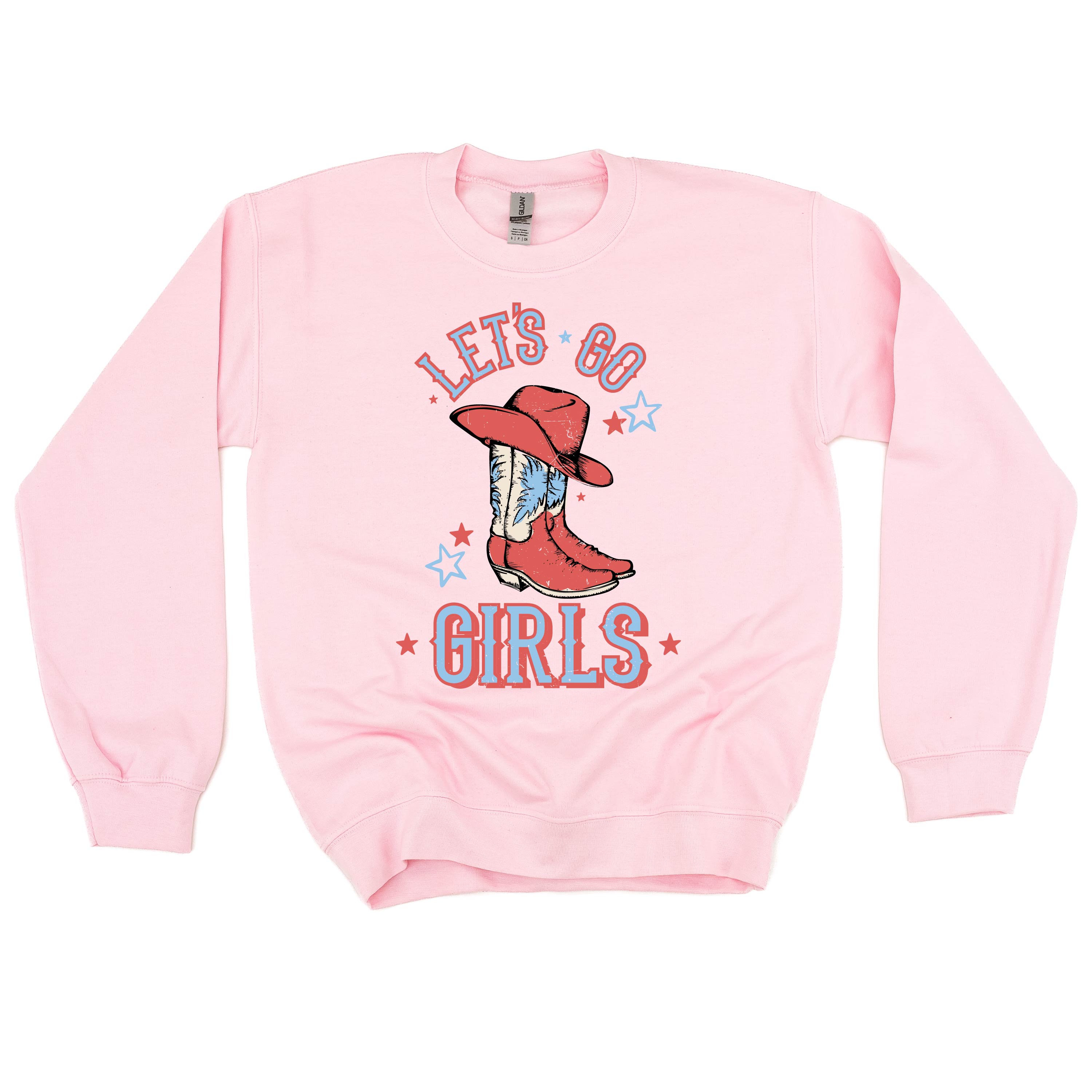 Patriotic Cowgirl - Let's Go Girls - BASIC FLEECE CREWNECK Little Mama Shirt Shop LLC