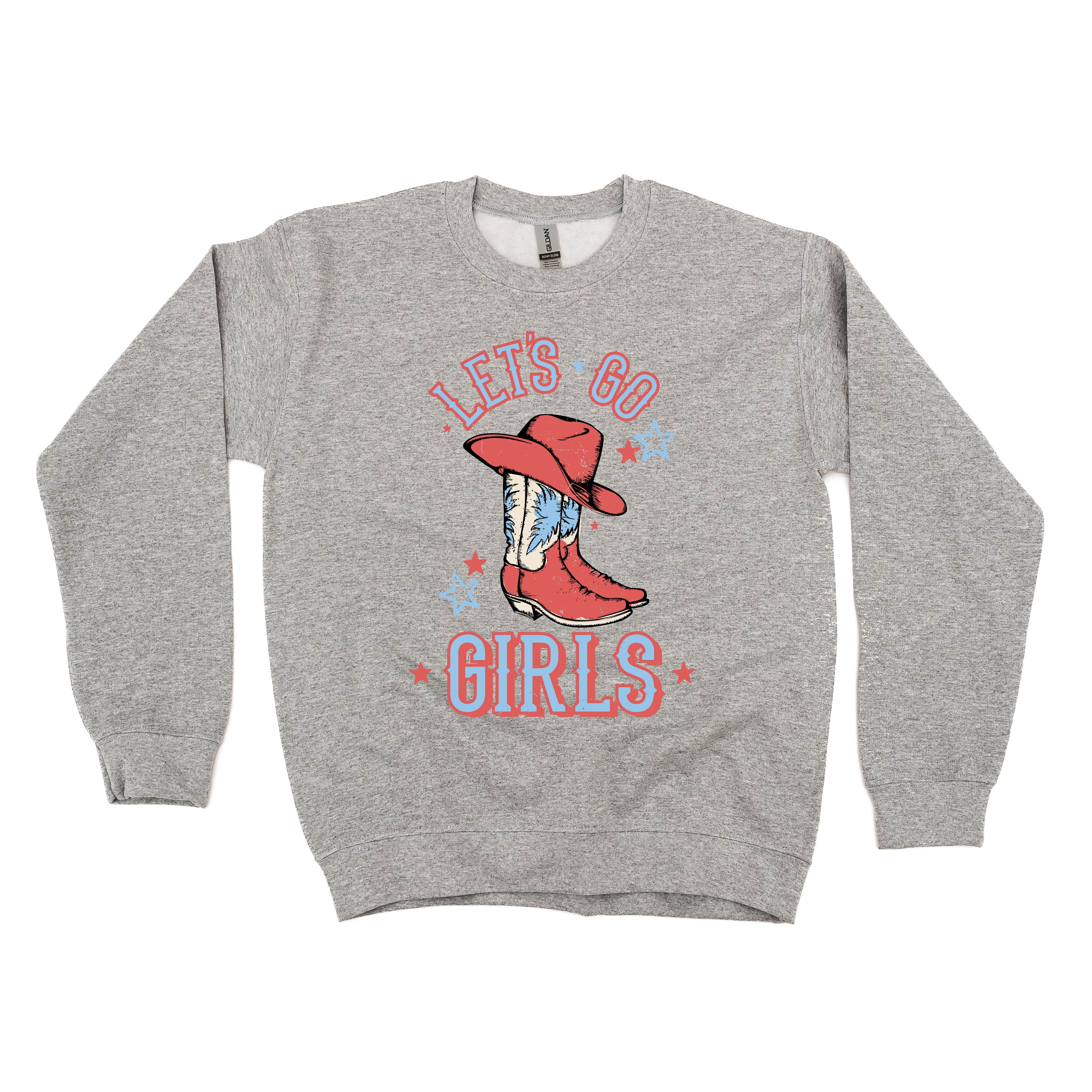 Patriotic Cowgirl - Let's Go Girls - BASIC FLEECE CREWNECK Little Mama Shirt Shop LLC