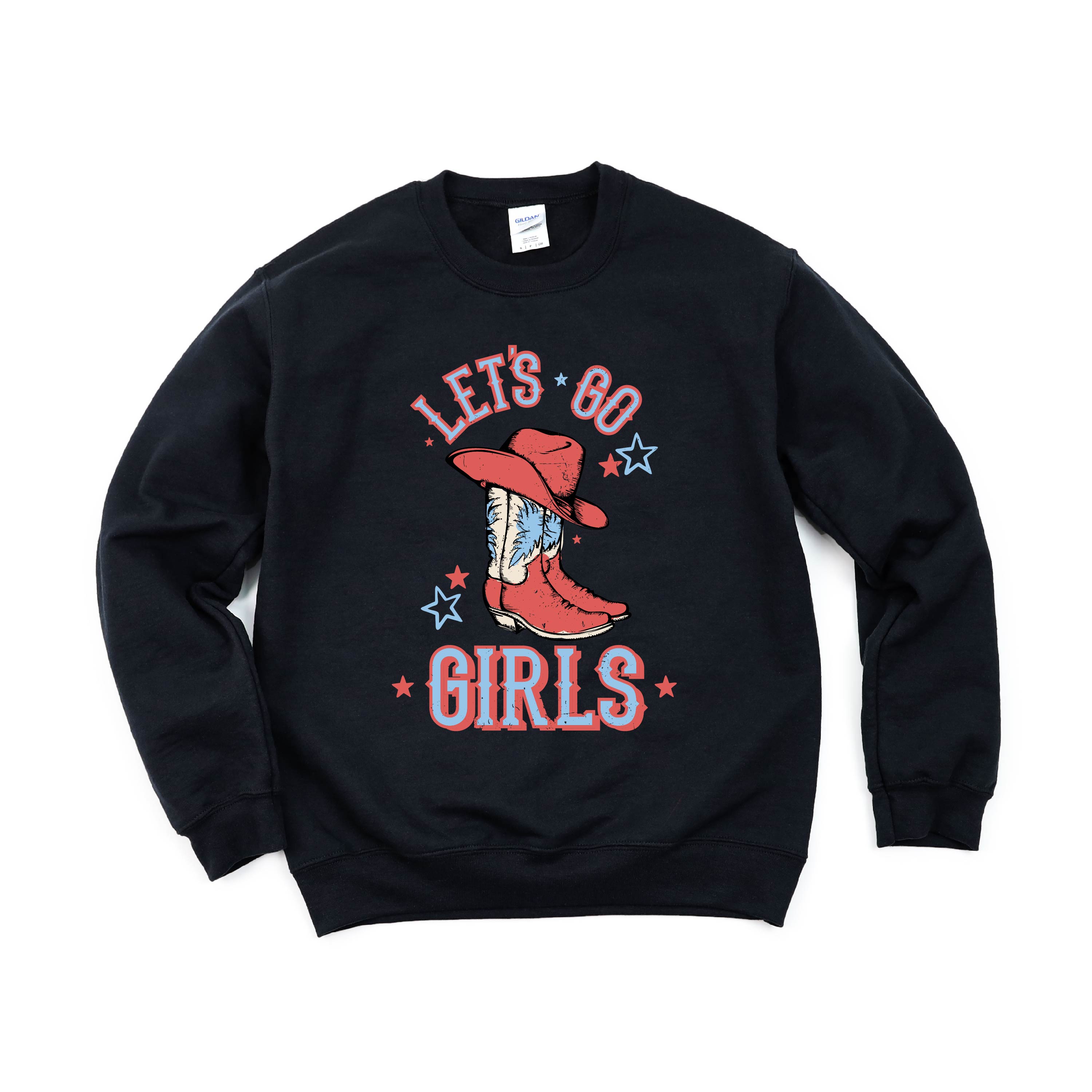 Patriotic Cowgirl - Let's Go Girls - BASIC FLEECE CREWNECK Little Mama Shirt Shop LLC