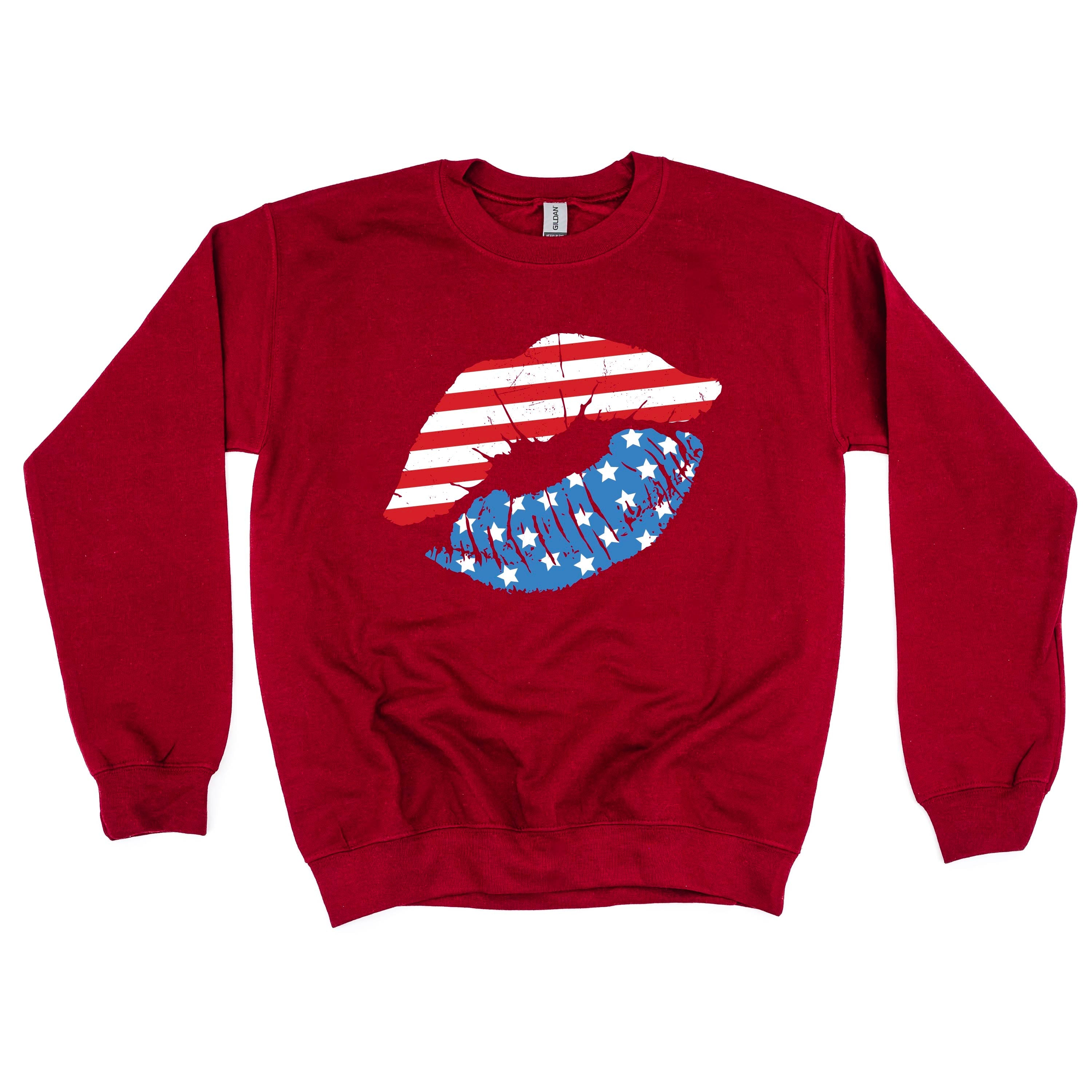 Patriotic Lips - BASIC FLEECE CREWNECK Little Mama Shirt Shop LLC