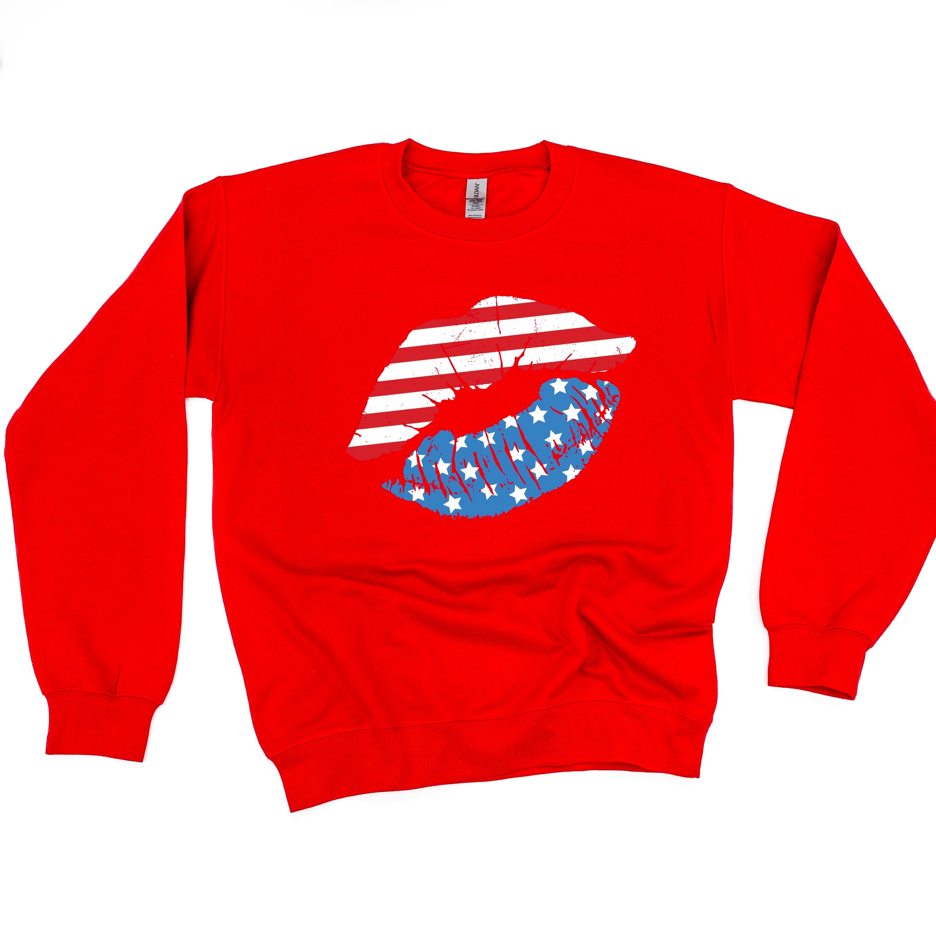 Patriotic Lips - BASIC FLEECE CREWNECK Little Mama Shirt Shop LLC