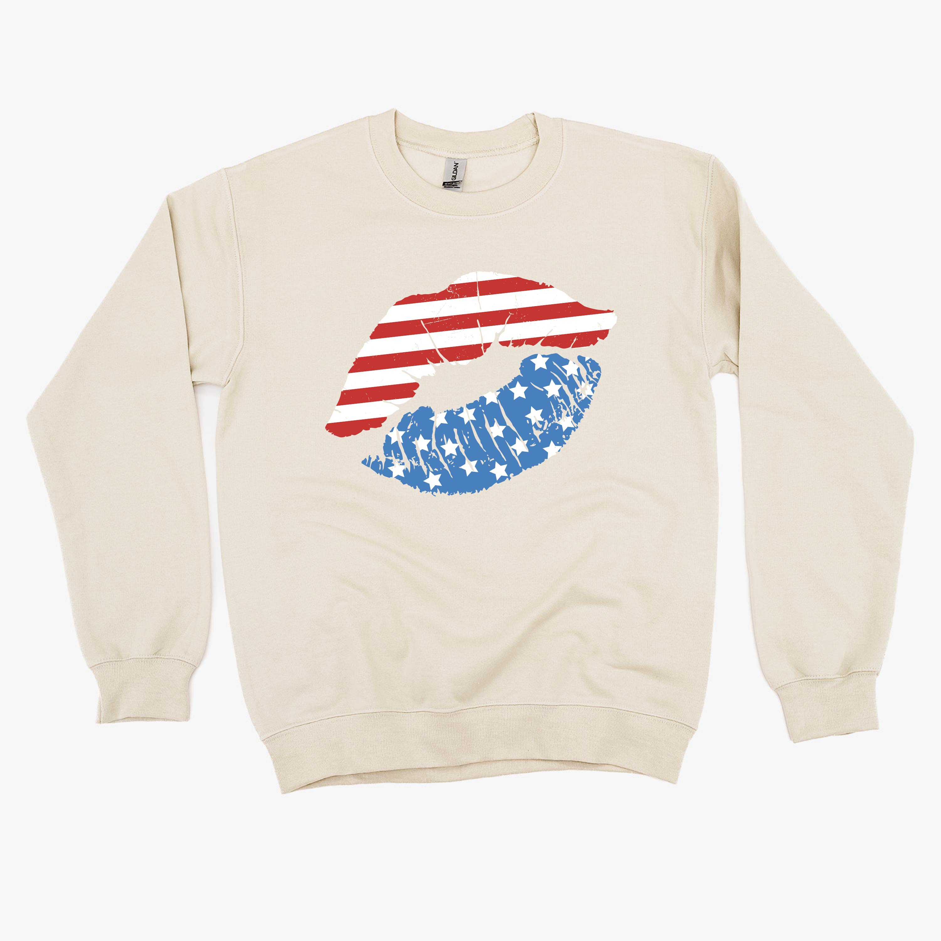 Patriotic Lips - BASIC FLEECE CREWNECK Little Mama Shirt Shop LLC