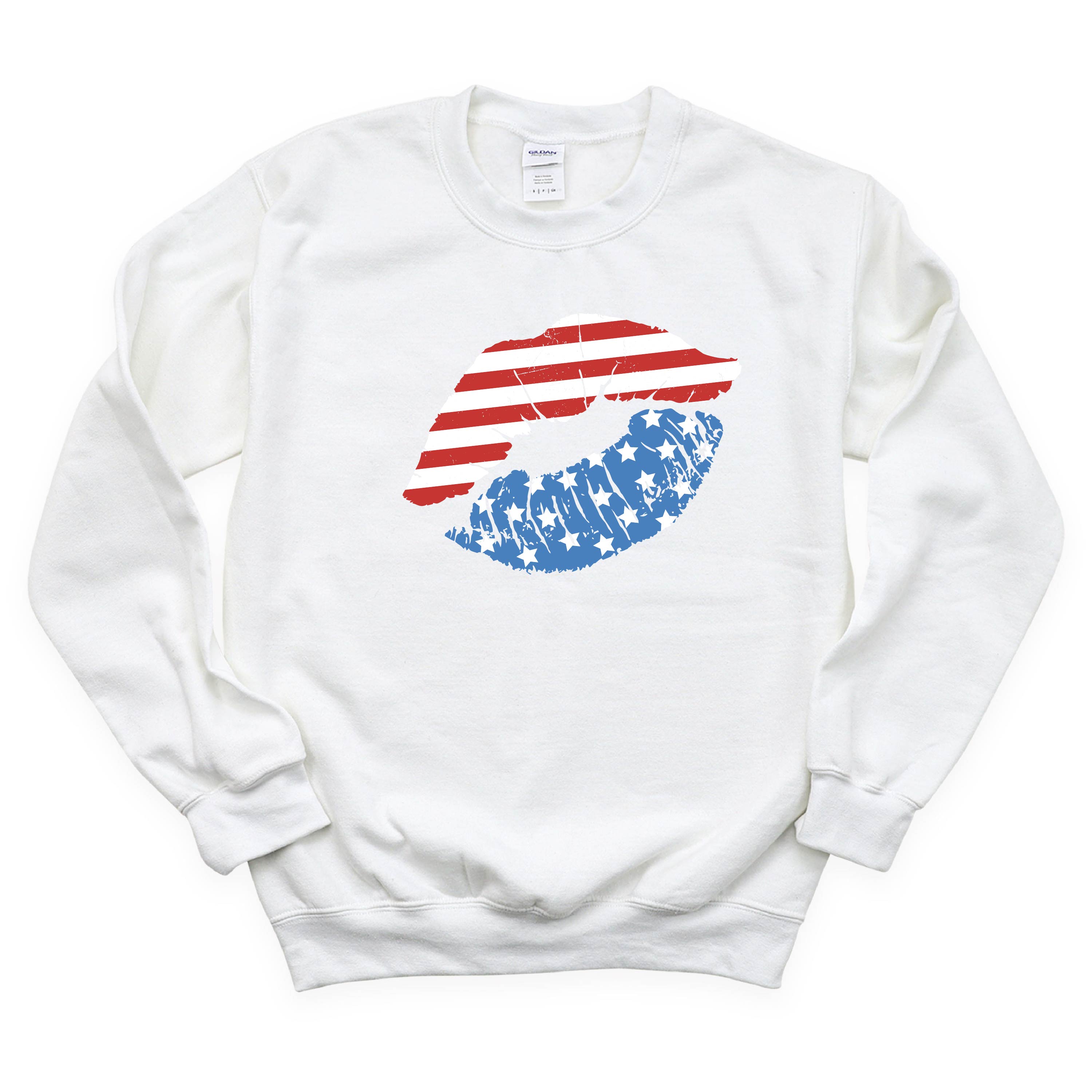 Patriotic Lips - BASIC FLEECE CREWNECK Little Mama Shirt Shop LLC