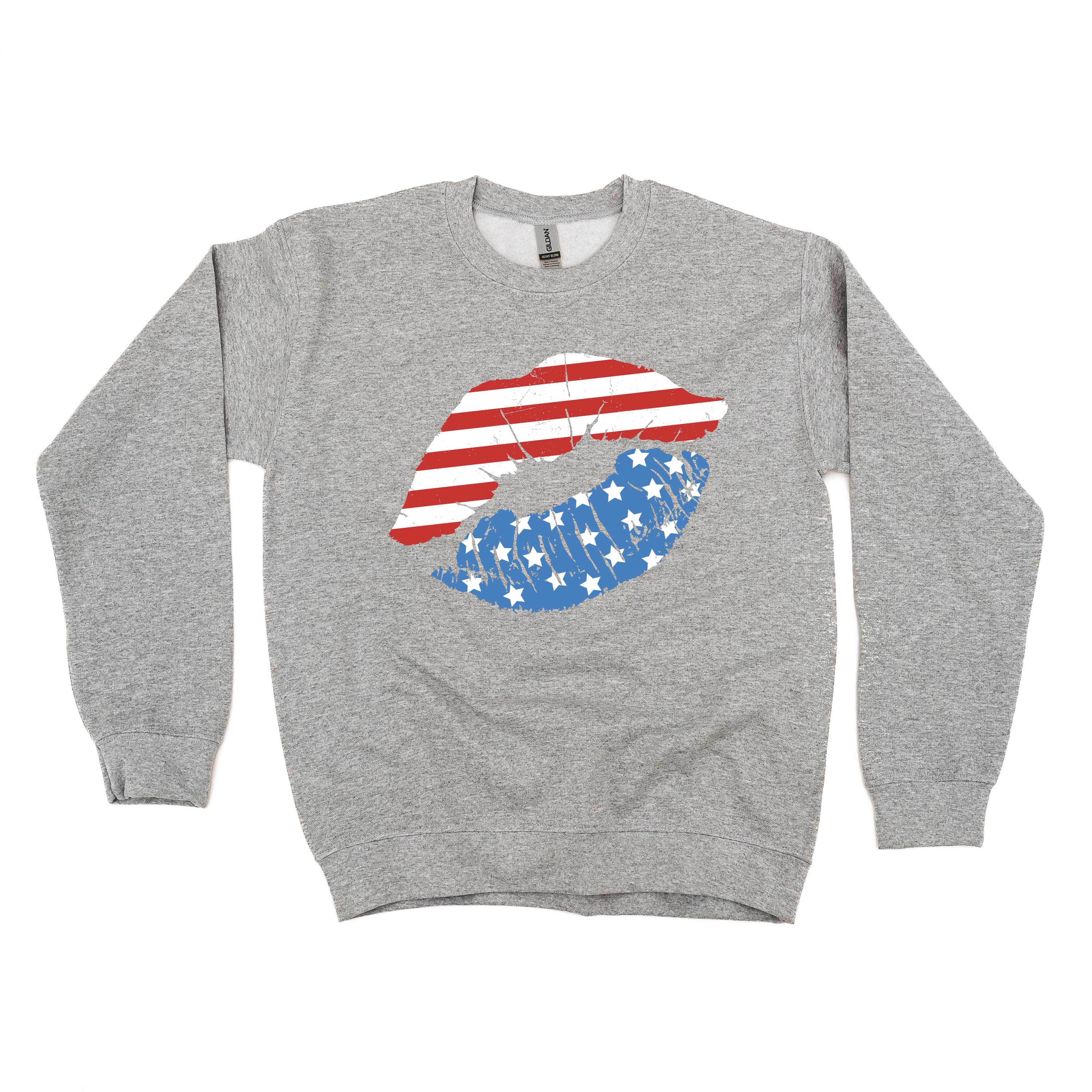 Patriotic Lips - BASIC FLEECE CREWNECK Little Mama Shirt Shop LLC