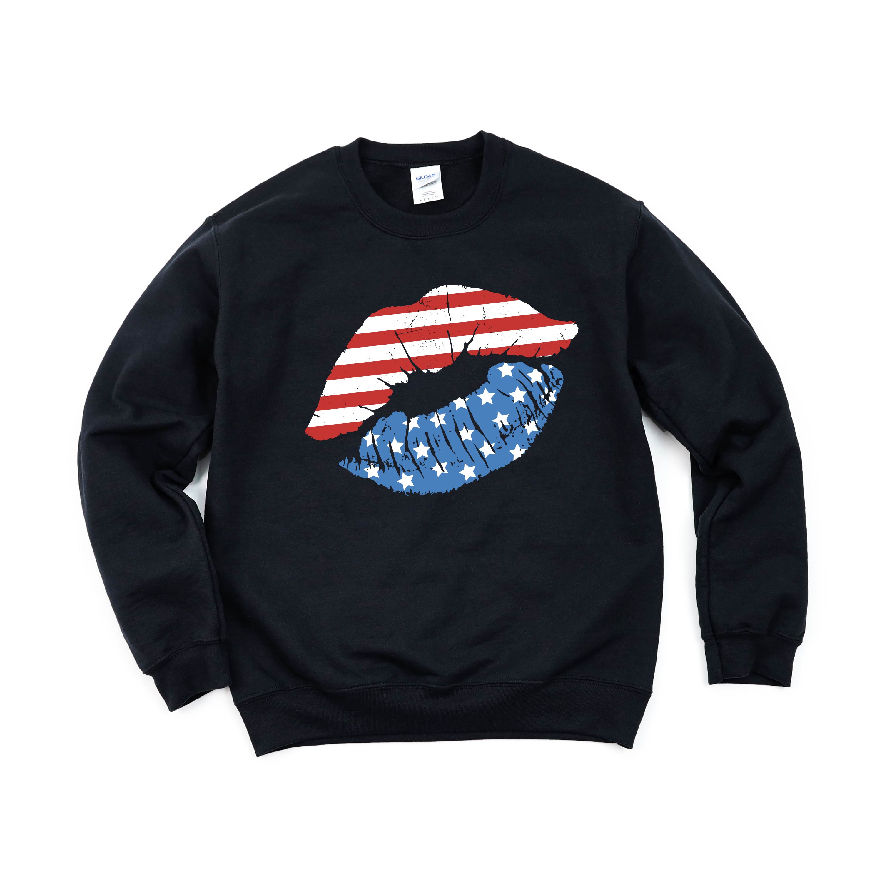 Patriotic Lips - BASIC FLEECE CREWNECK Little Mama Shirt Shop LLC