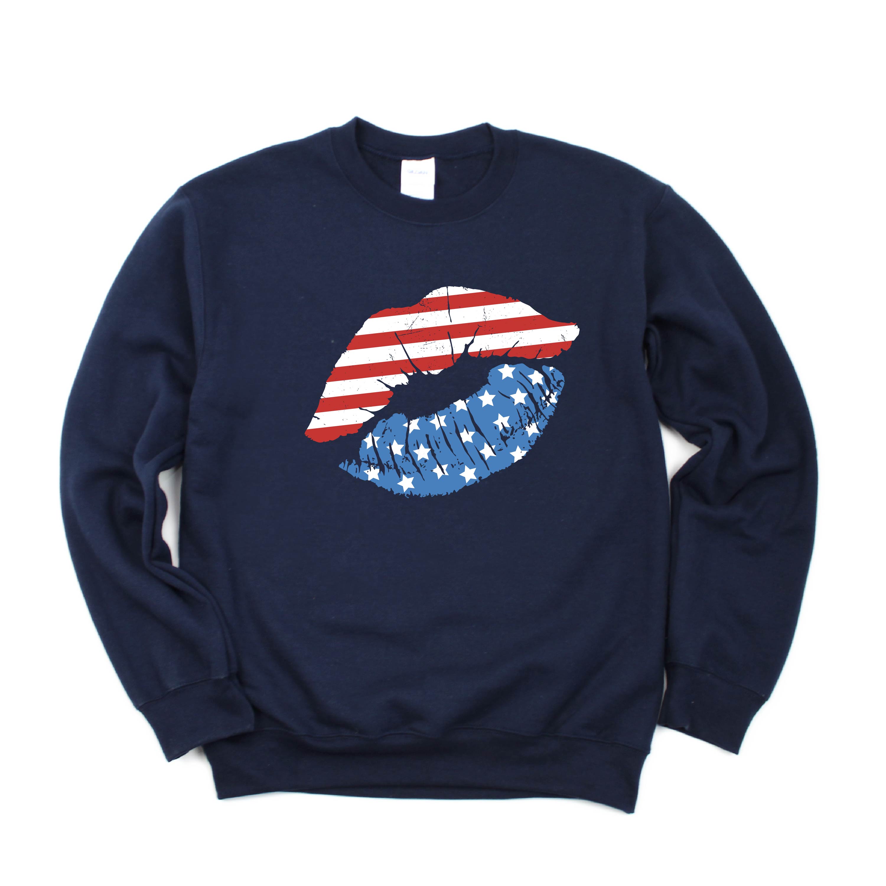 Patriotic Lips - BASIC FLEECE CREWNECK Little Mama Shirt Shop LLC
