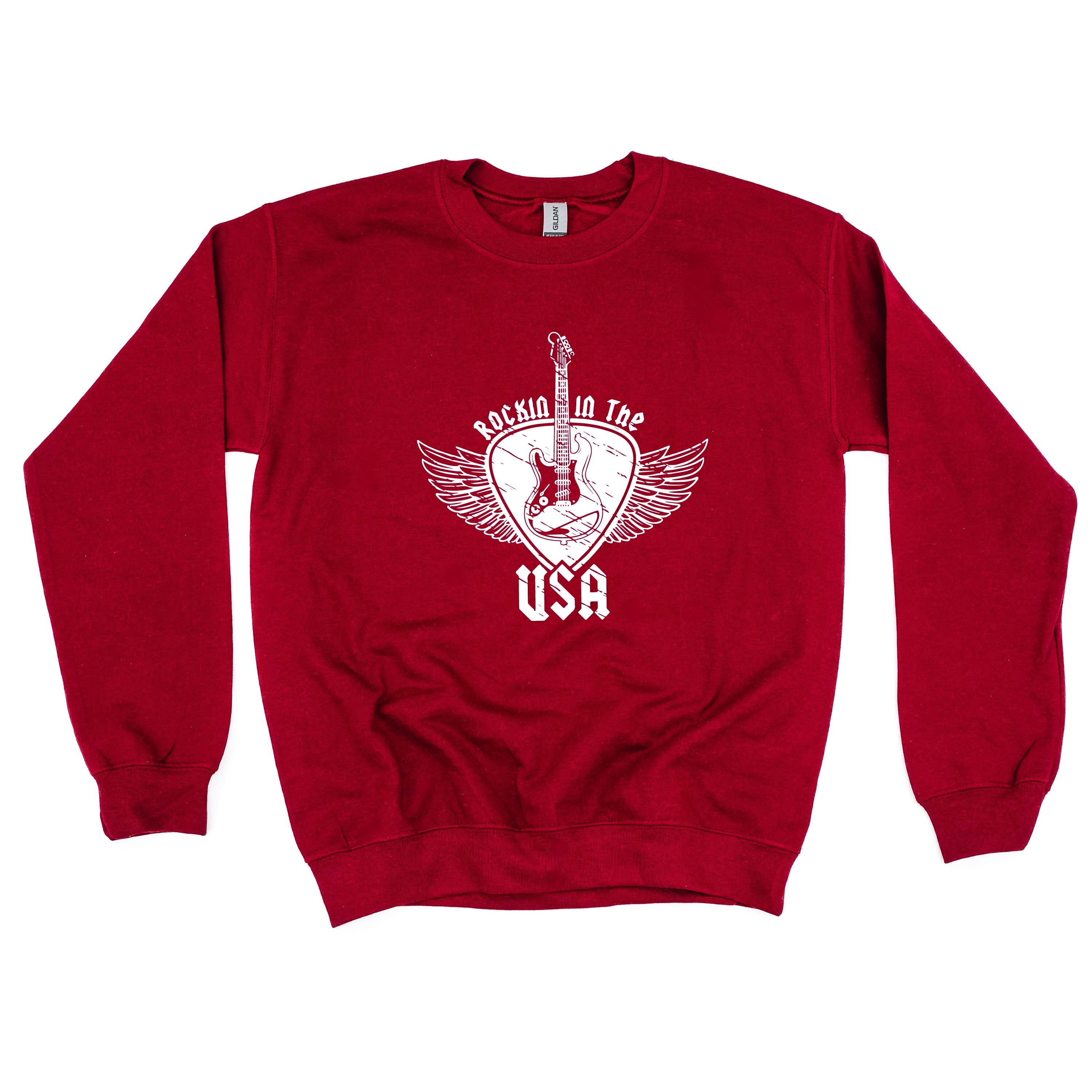 ROCKIN IN THE USA - BASIC FLEECE CREWNECK Little Mama Shirt Shop LLC