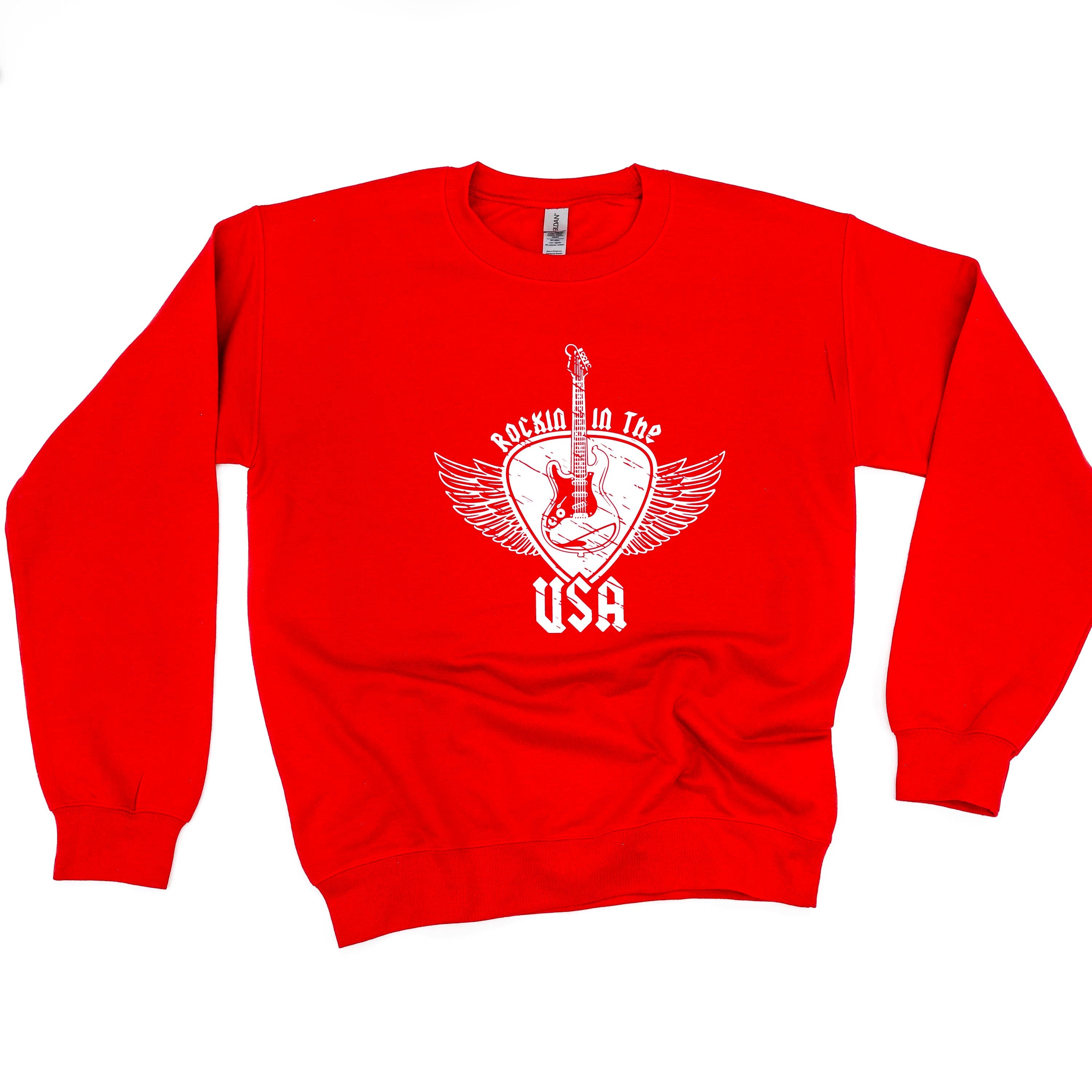 ROCKIN IN THE USA - BASIC FLEECE CREWNECK Little Mama Shirt Shop LLC