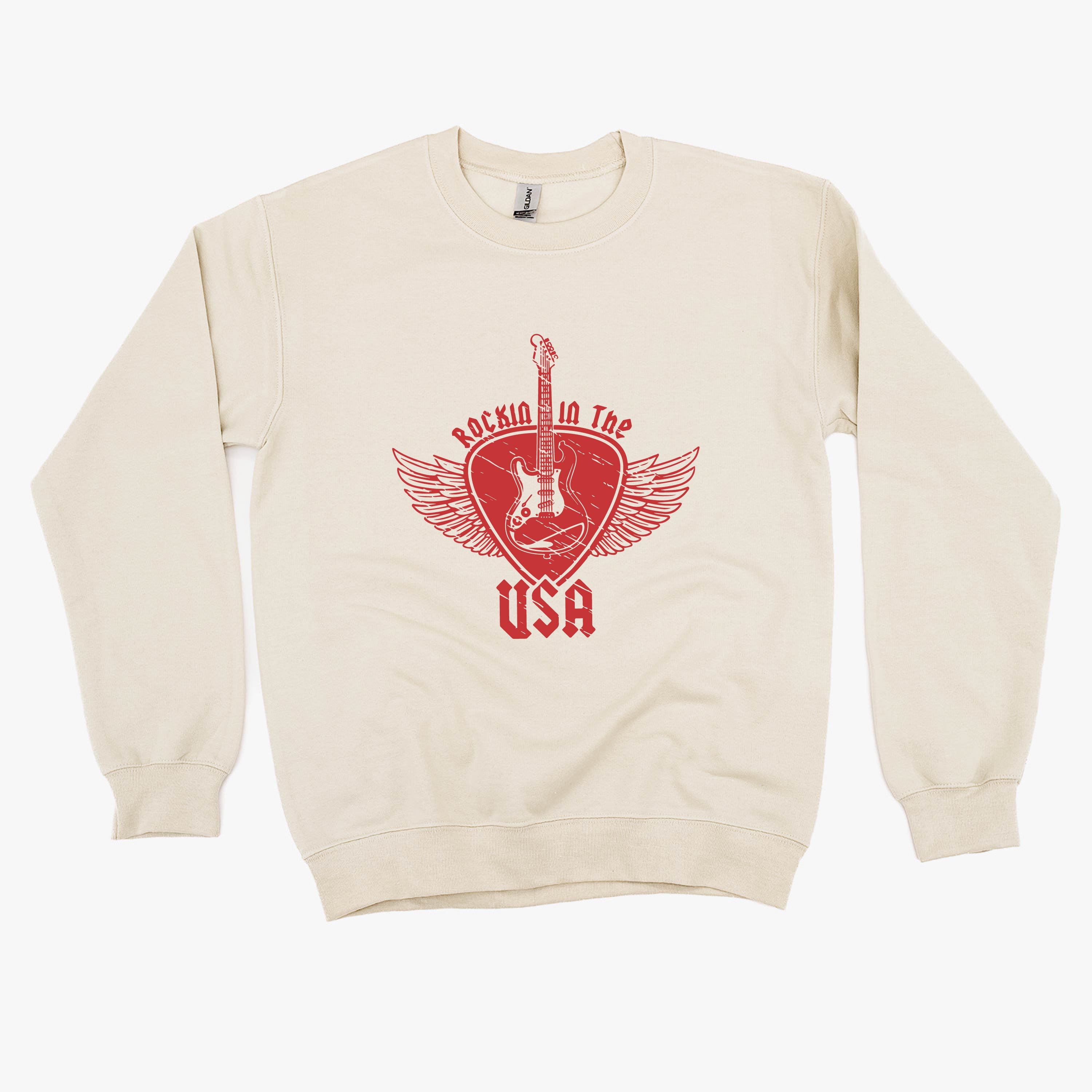 ROCKIN IN THE USA - BASIC FLEECE CREWNECK Little Mama Shirt Shop LLC