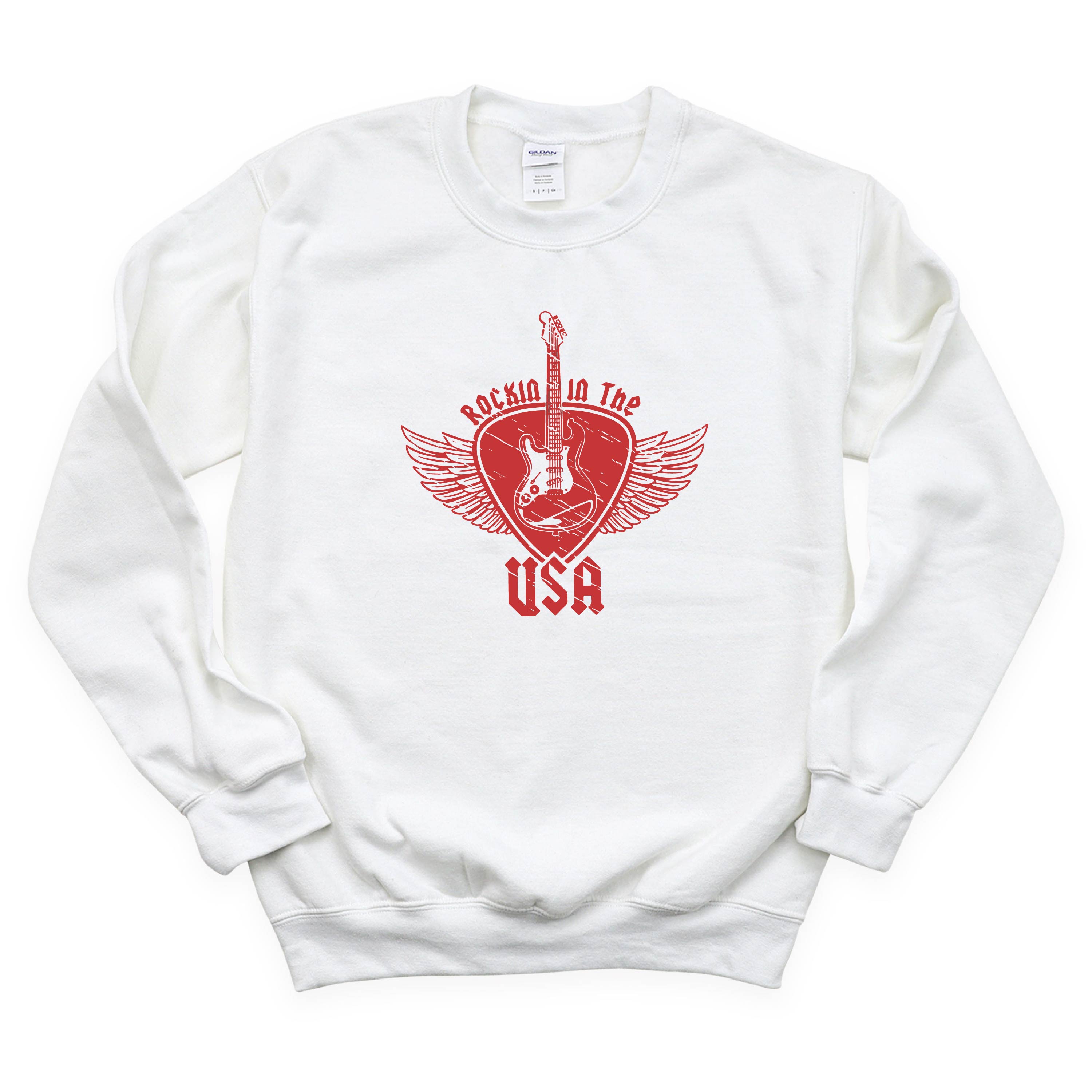 ROCKIN IN THE USA - BASIC FLEECE CREWNECK Little Mama Shirt Shop LLC