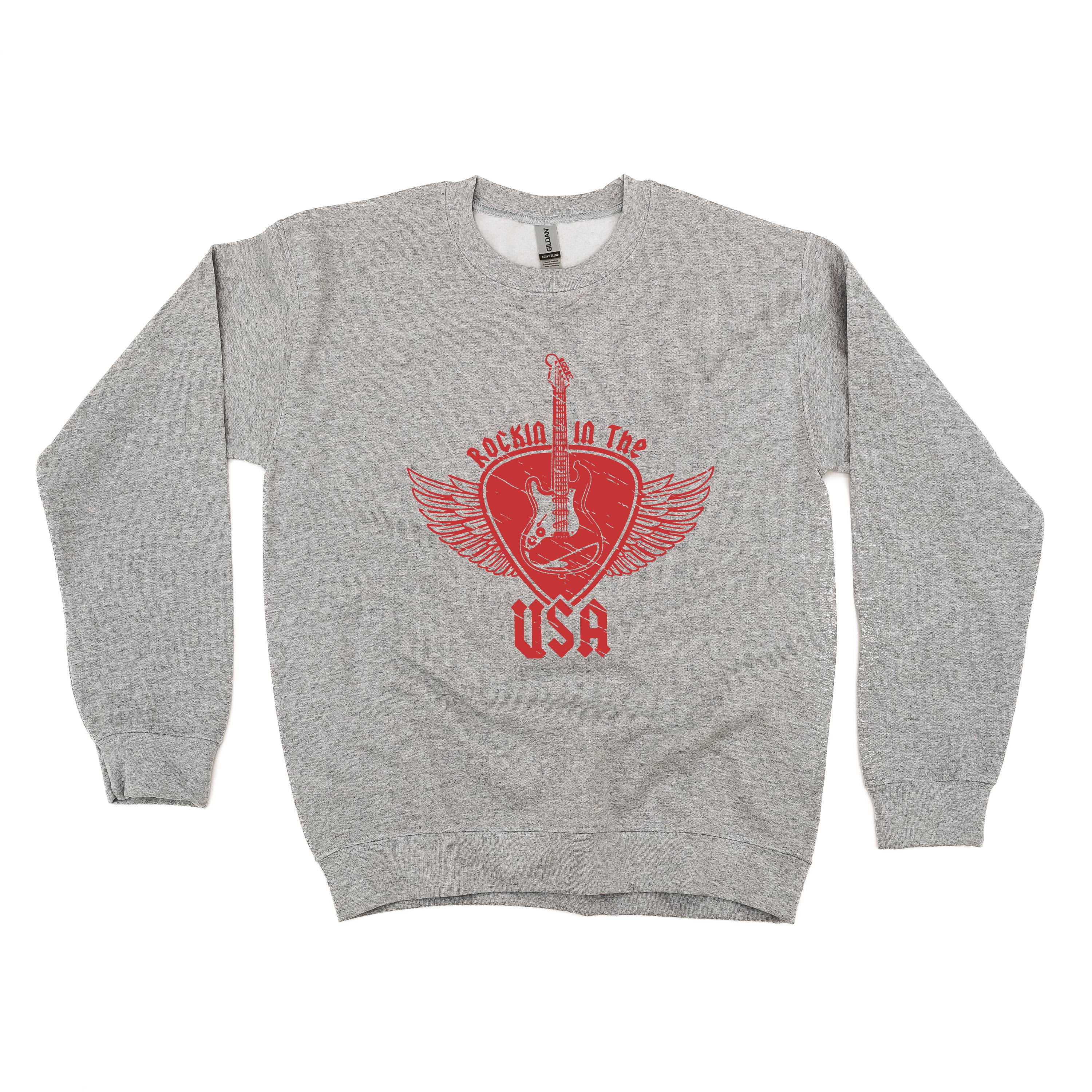 ROCKIN IN THE USA - BASIC FLEECE CREWNECK Little Mama Shirt Shop LLC
