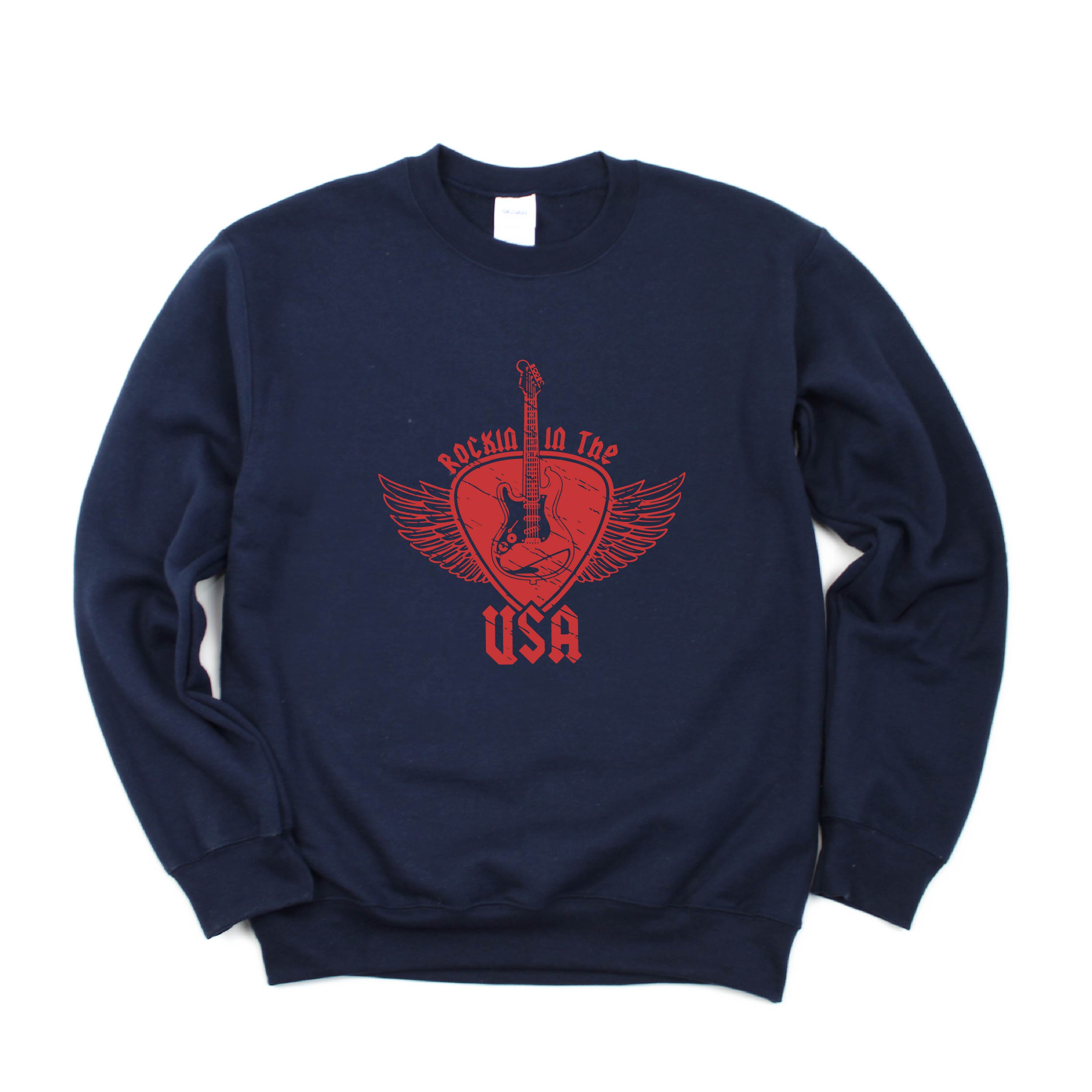 ROCKIN IN THE USA - BASIC FLEECE CREWNECK Little Mama Shirt Shop LLC