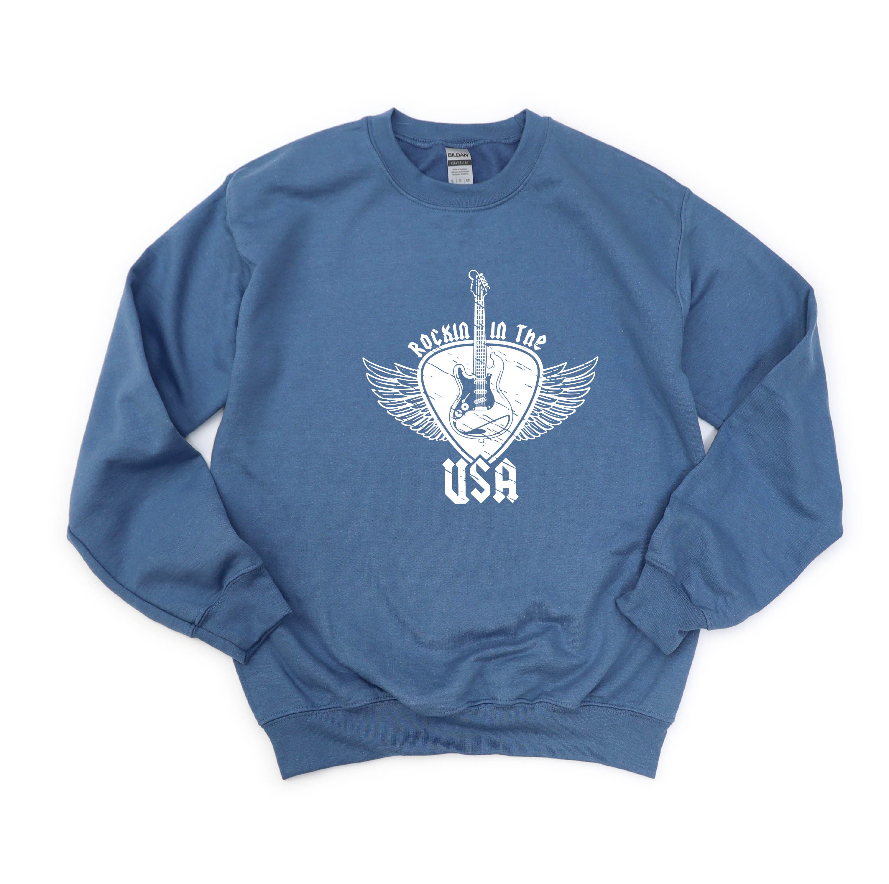 ROCKIN IN THE USA - BASIC FLEECE CREWNECK Little Mama Shirt Shop LLC