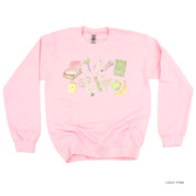 Watercolor School Supplies - BASIC FLEECE CREWNECK Little Mama Shirt Shop LLC