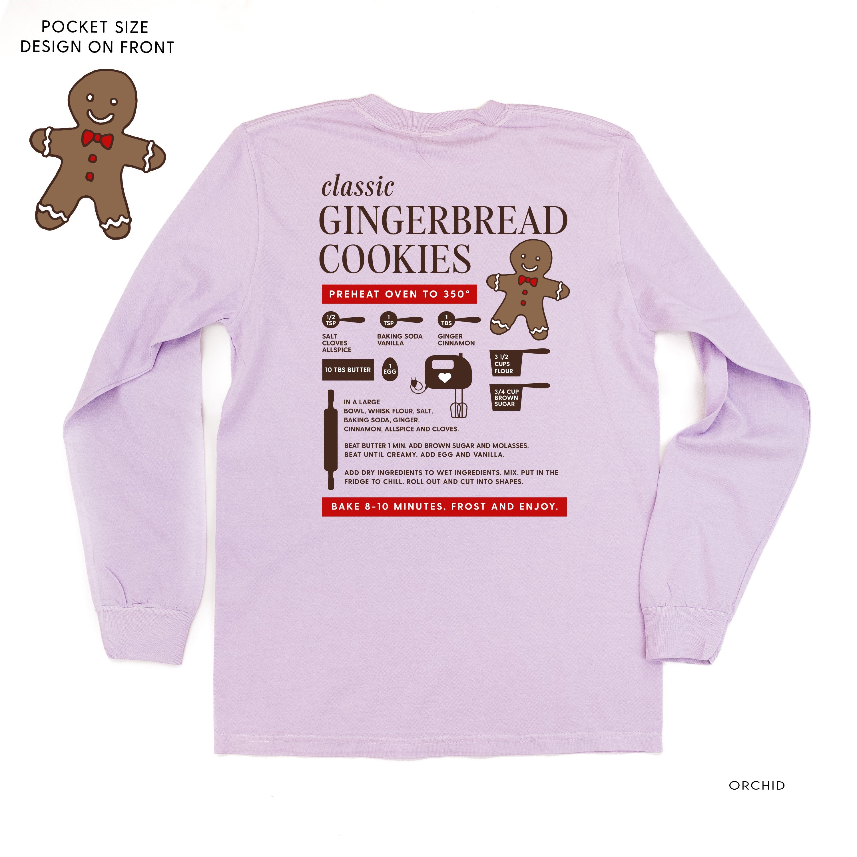 Gingerbread Cookie Recipe (pf&b) - LONG SLEEVE Comfort Colors Tee Little Mama Shirt Shop
