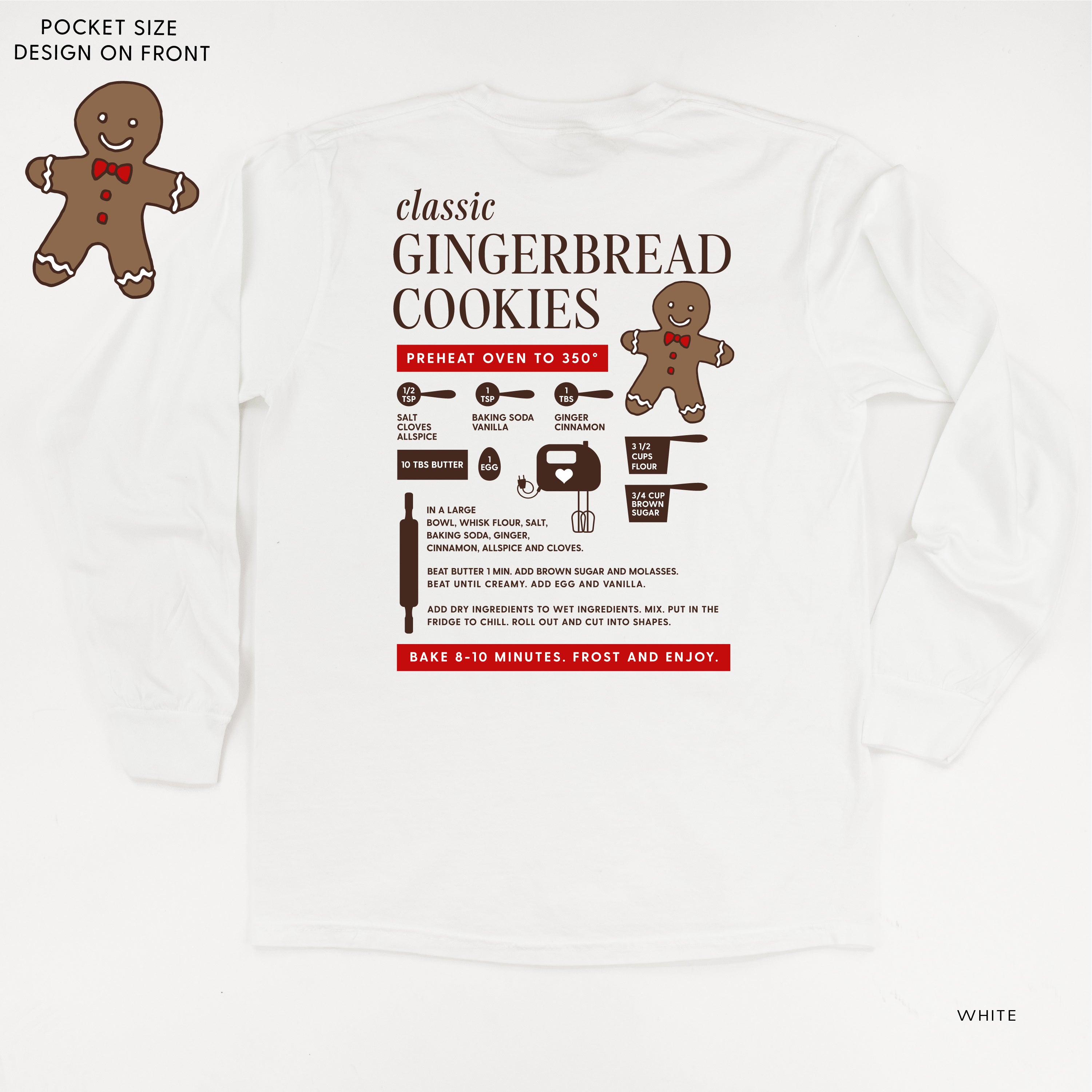 Gingerbread Cookie Recipe (pf&b) - LONG SLEEVE Comfort Colors Tee Little Mama Shirt Shop