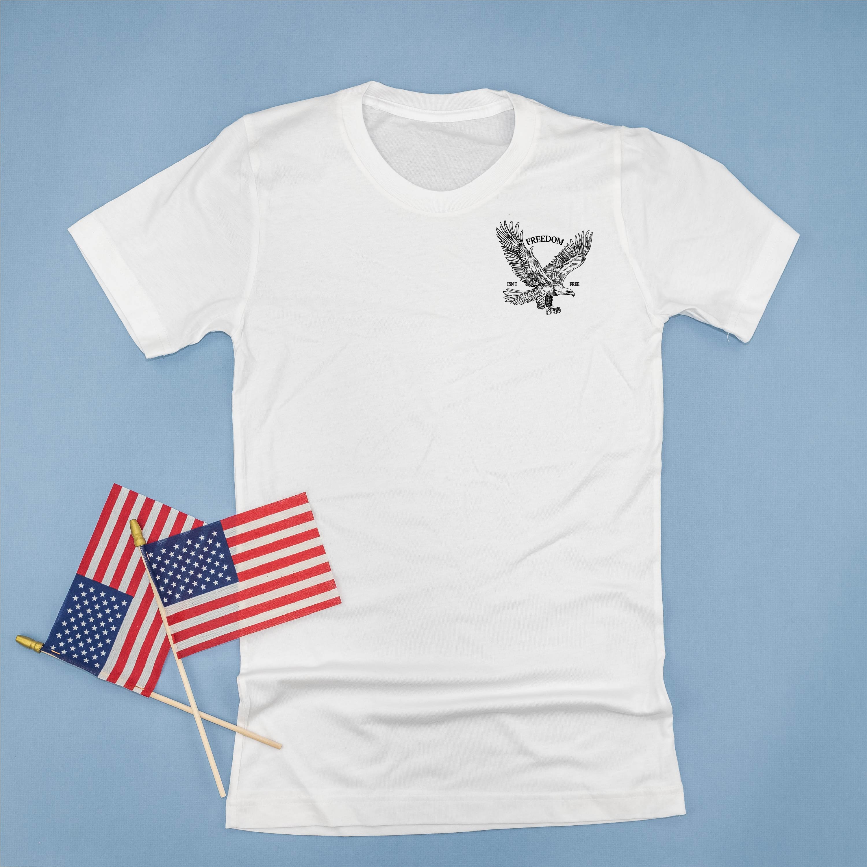 Freedom Isn't Free - Eagle (pocket) - Unisex Tee Little Mama Shirt Shop