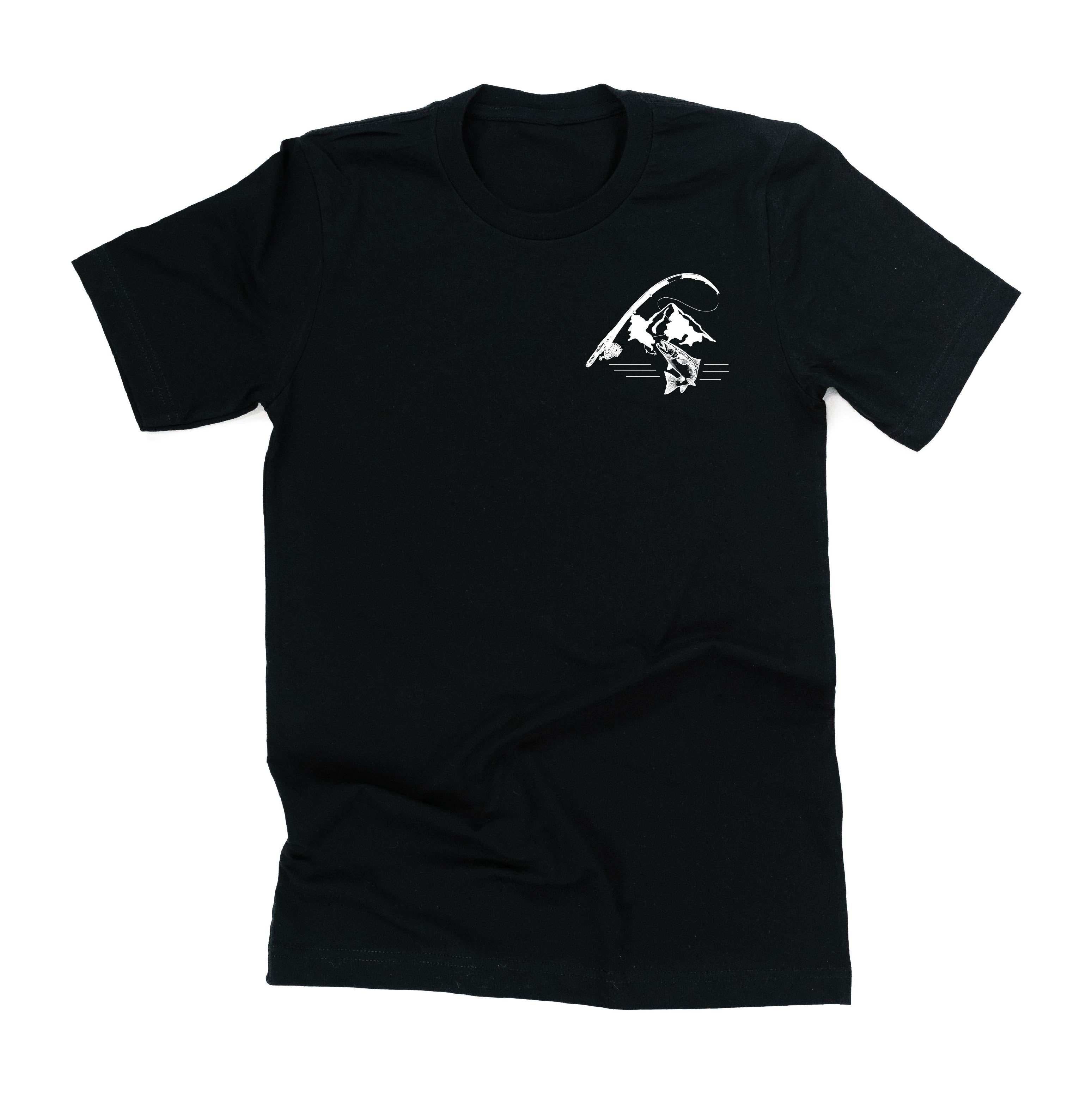 Mountain Fish & Pole - Fish On (pf&b)  - Unisex Tee Little Mama Shirt Shop