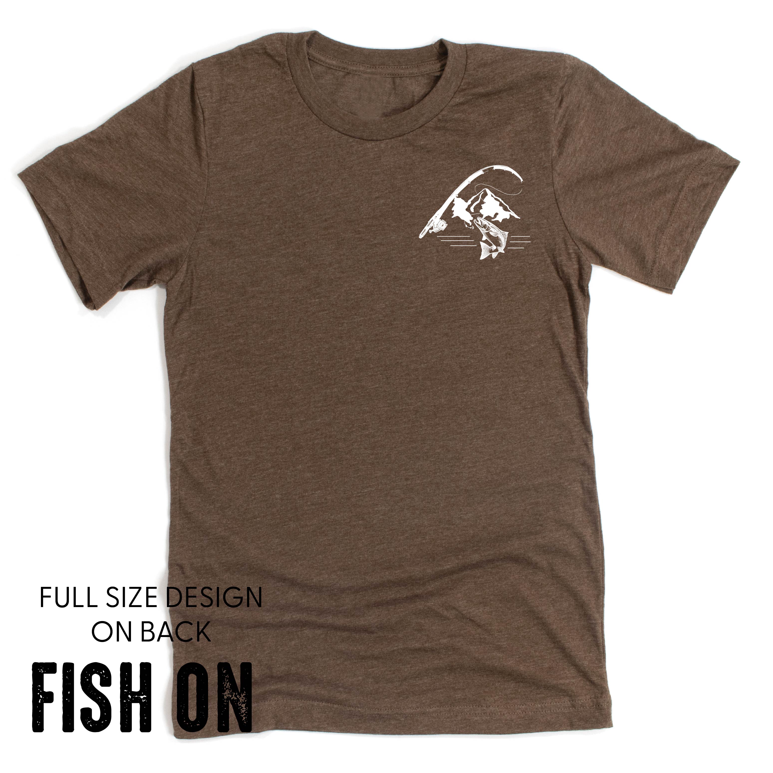 Mountain Fish & Pole - Fish On (pf&b)  - Unisex Tee Little Mama Shirt Shop