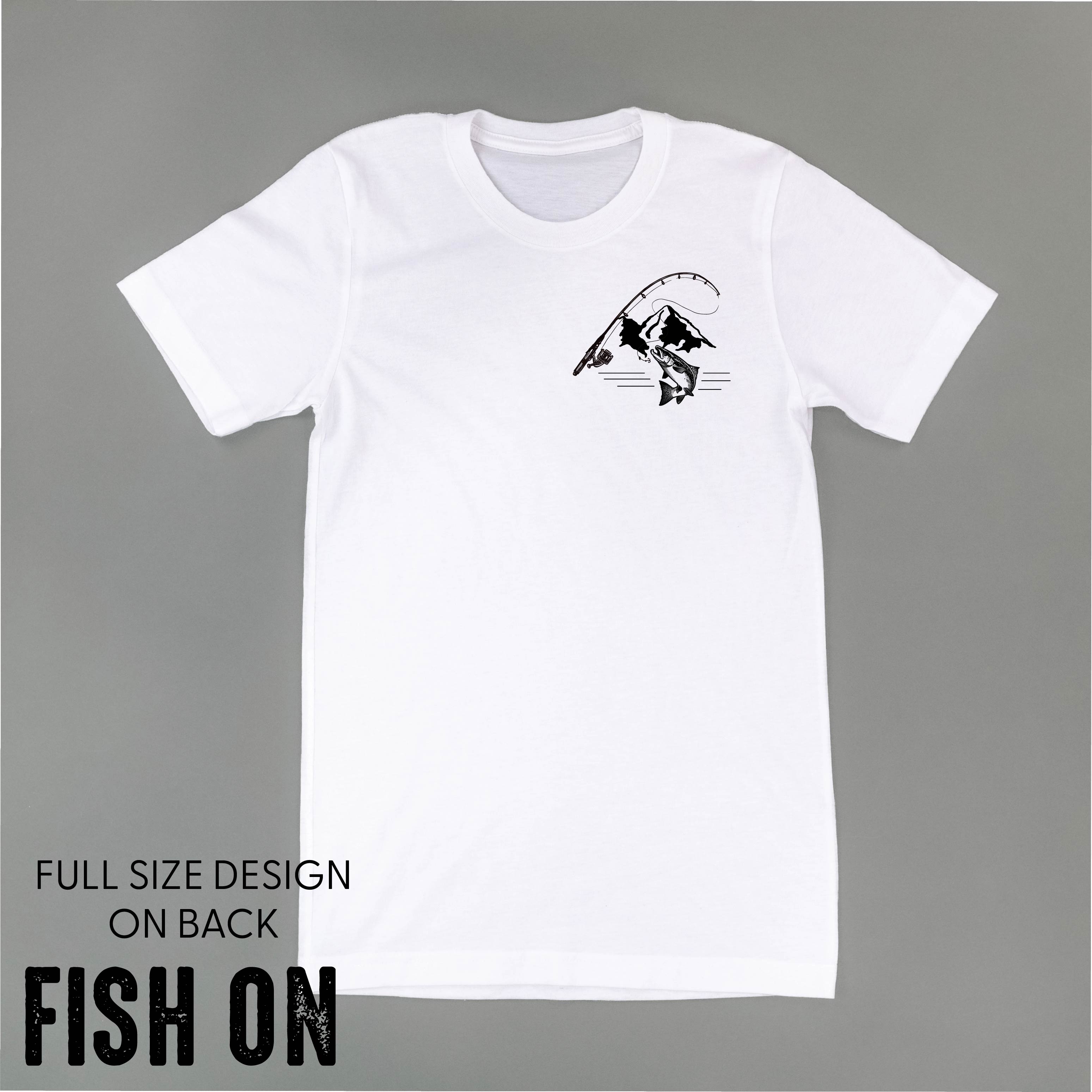 Mountain Fish & Pole - Fish On (pf&b)  - Unisex Tee Little Mama Shirt Shop