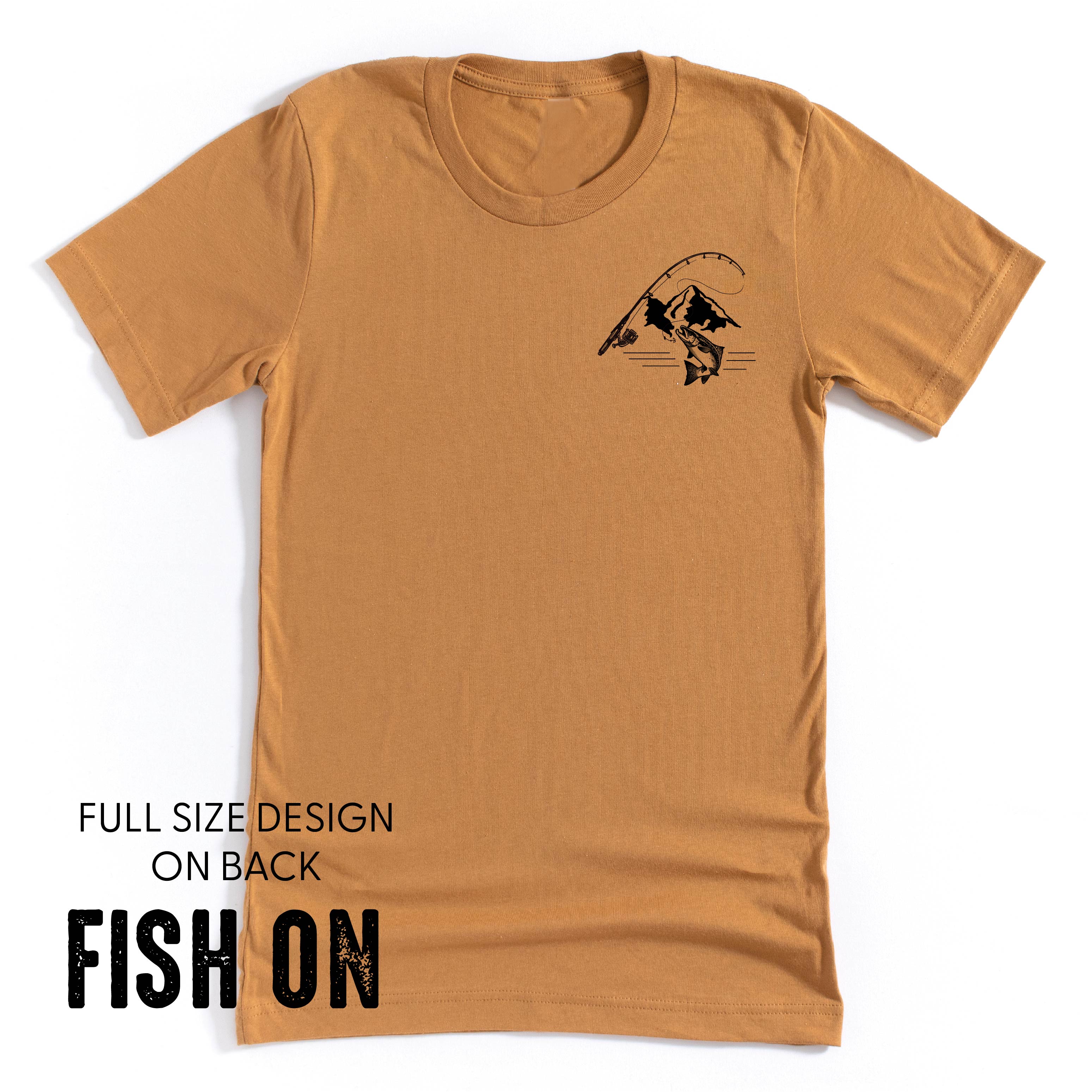 Mountain Fish & Pole - Fish On (pf&b)  - Unisex Tee Little Mama Shirt Shop