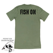 Mountain Fish & Pole - Fish On (pf&b)  - Unisex Tee Little Mama Shirt Shop