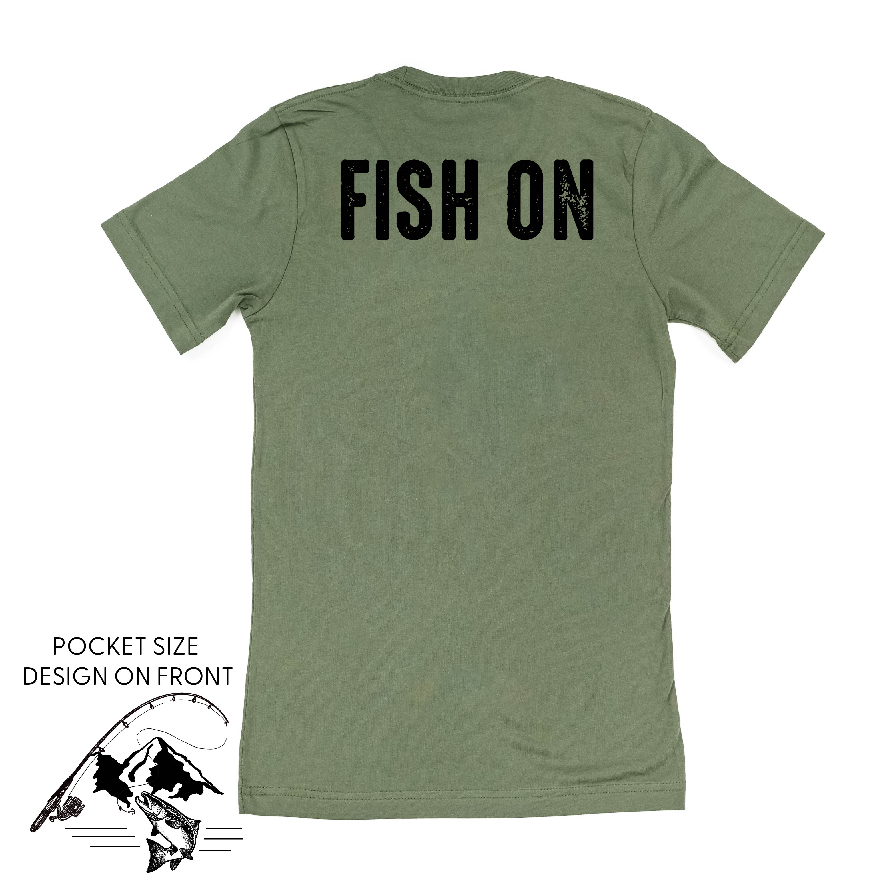Mountain Fish & Pole - Fish On (pf&b)  - Unisex Tee Little Mama Shirt Shop