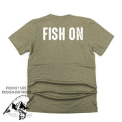 Mountain Fish & Pole - Fish On (pf&b)  - Unisex Tee Little Mama Shirt Shop