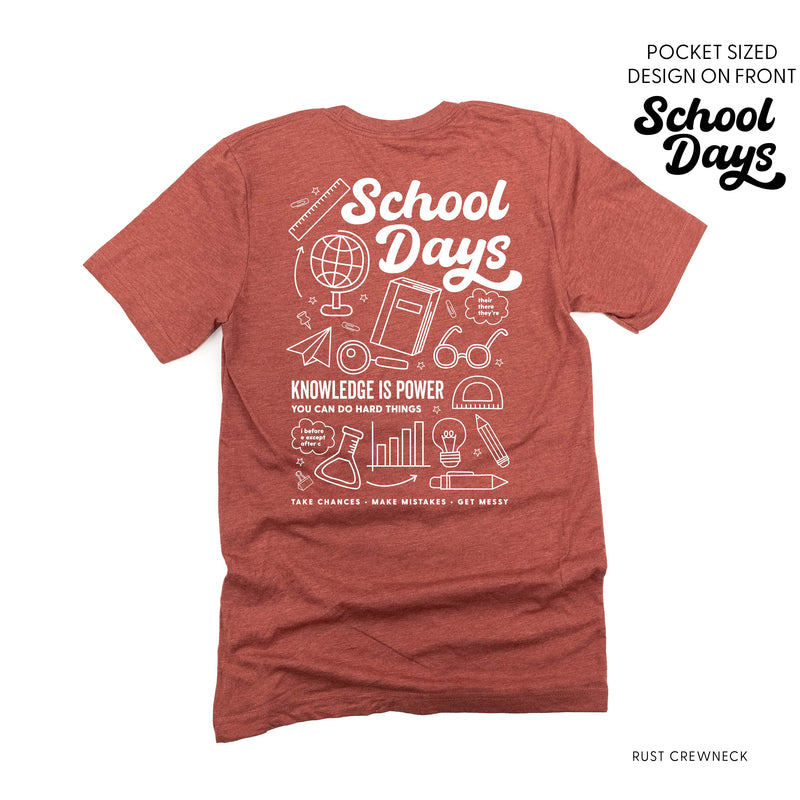 School Days Pocket Design on Front w/ Full School Days Design on Back - Unisex Tee