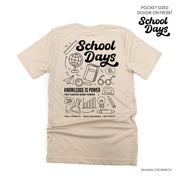 School Days Pocket Design on Front w/ Full School Days Design on Back - Unisex Tee Little Mama Shirt Shop