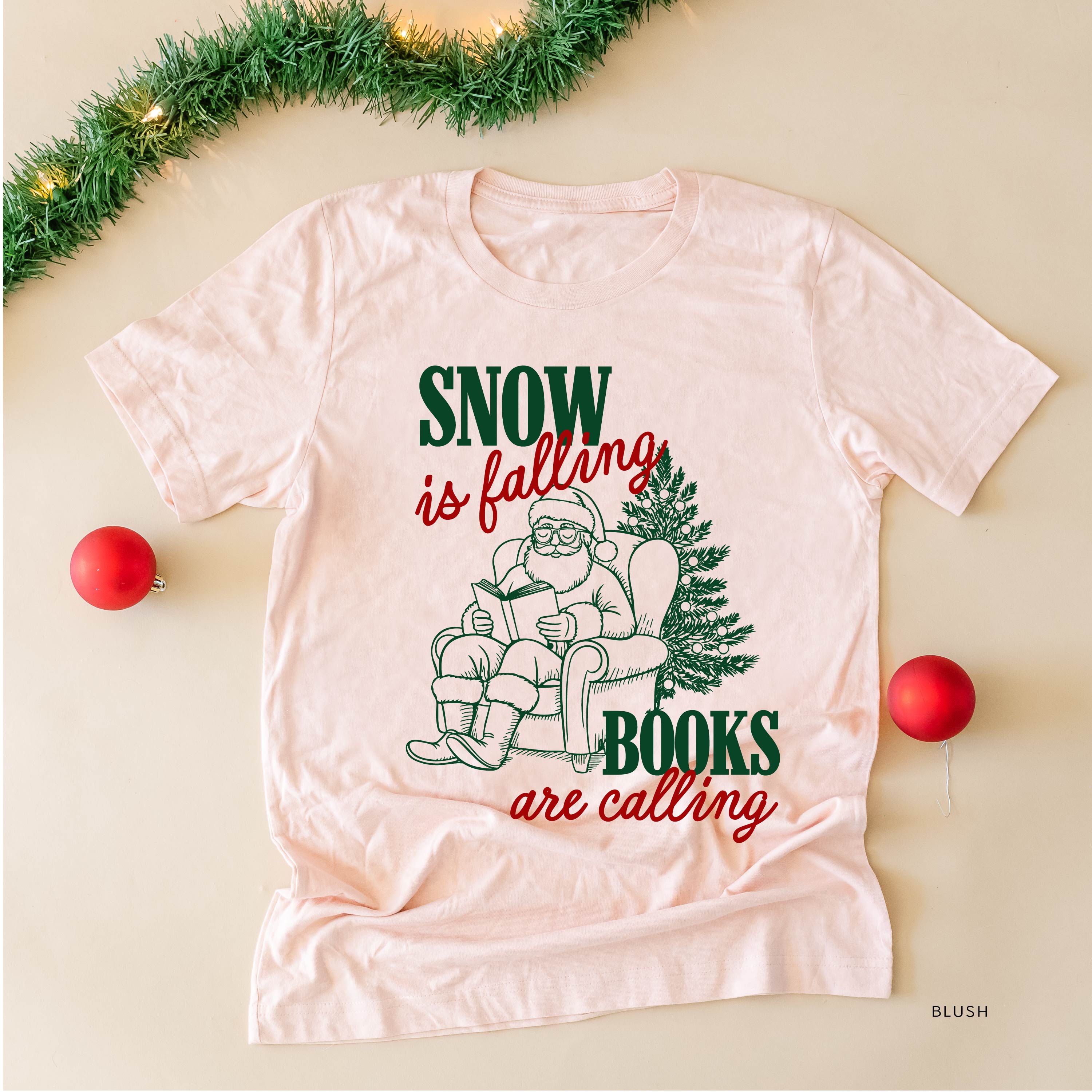 Snow Is Falling Books Are Calling - Unisex Tee Little Mama Shirt Shop