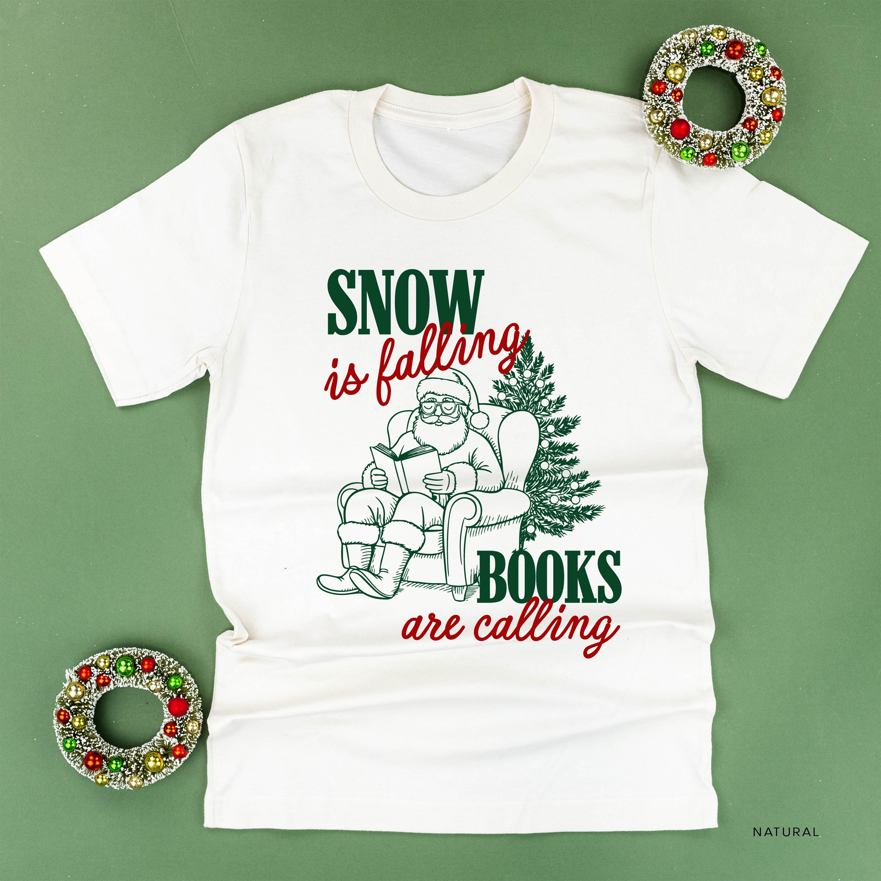 Snow Is Falling Books Are Calling - Unisex Tee Little Mama Shirt Shop