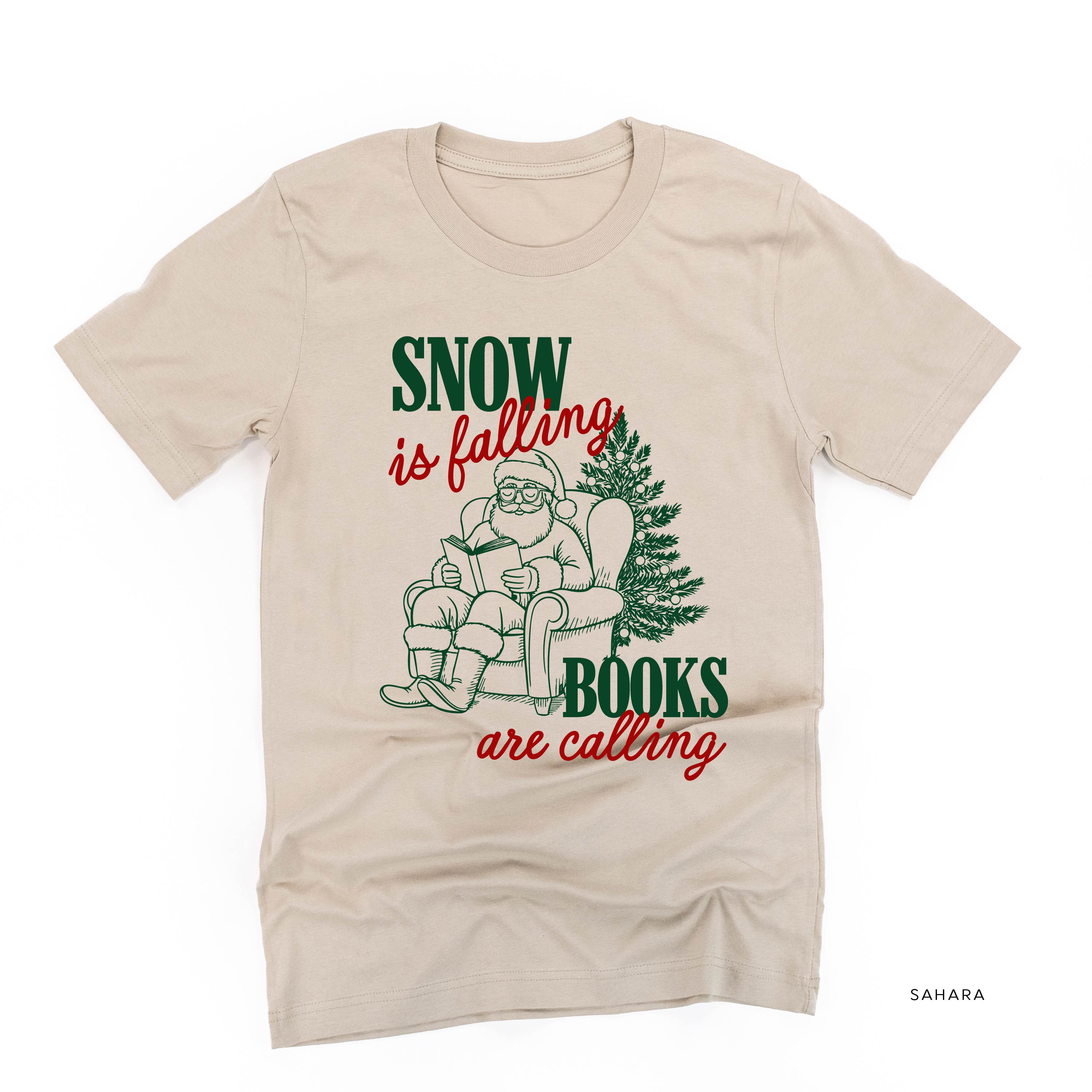 Snow Is Falling Books Are Calling - Unisex Tee Little Mama Shirt Shop