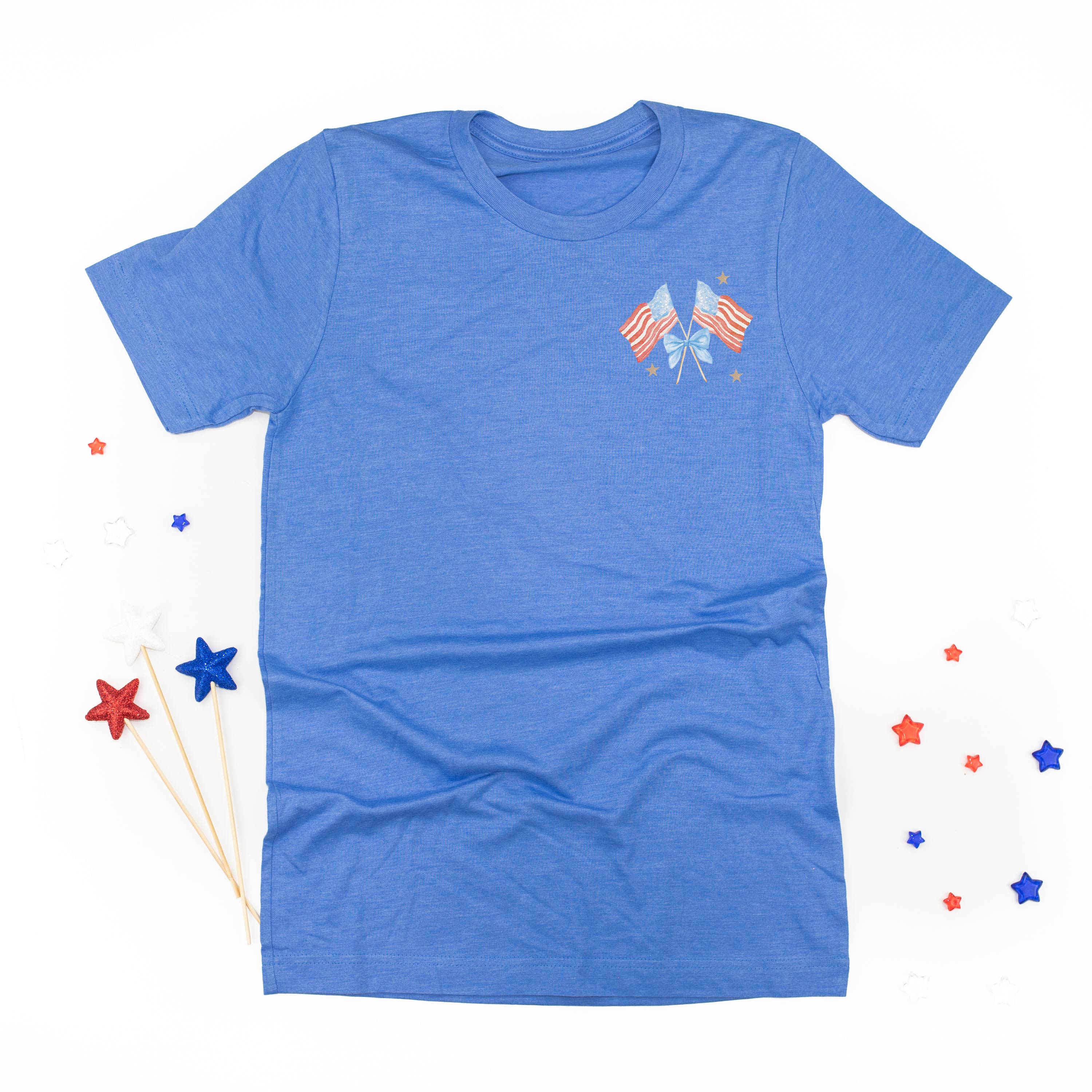 Watercolor Flags (pocket) - Unisex Tee Little Mama Shirt Shop