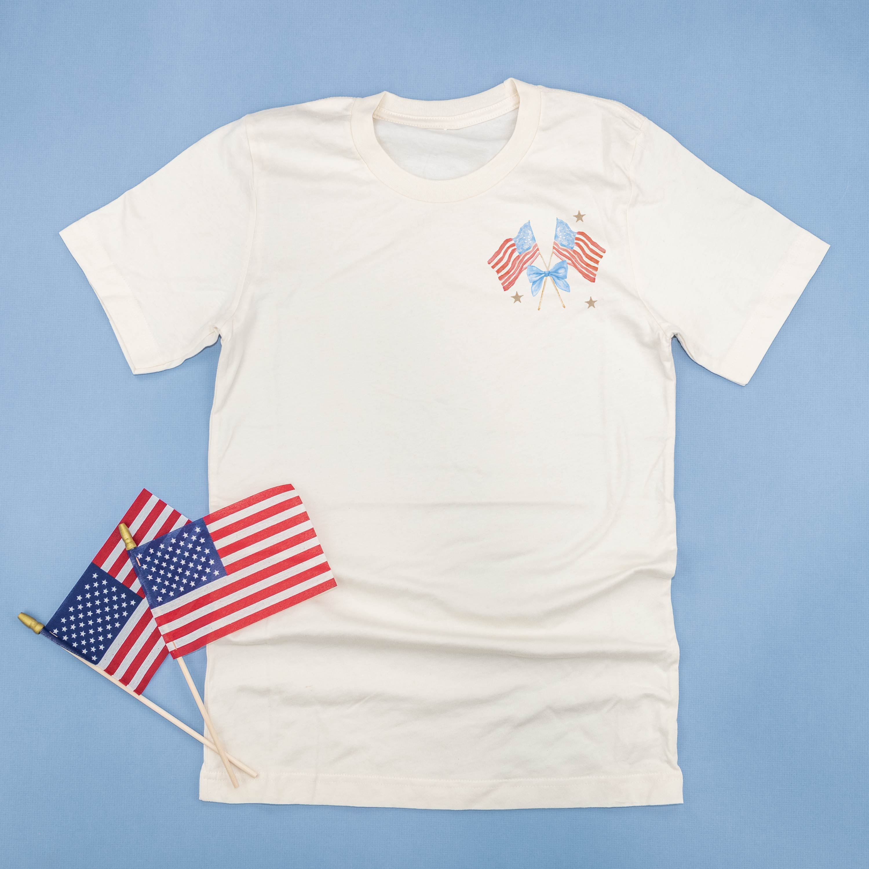 Watercolor Flags (pocket) - Unisex Tee Little Mama Shirt Shop