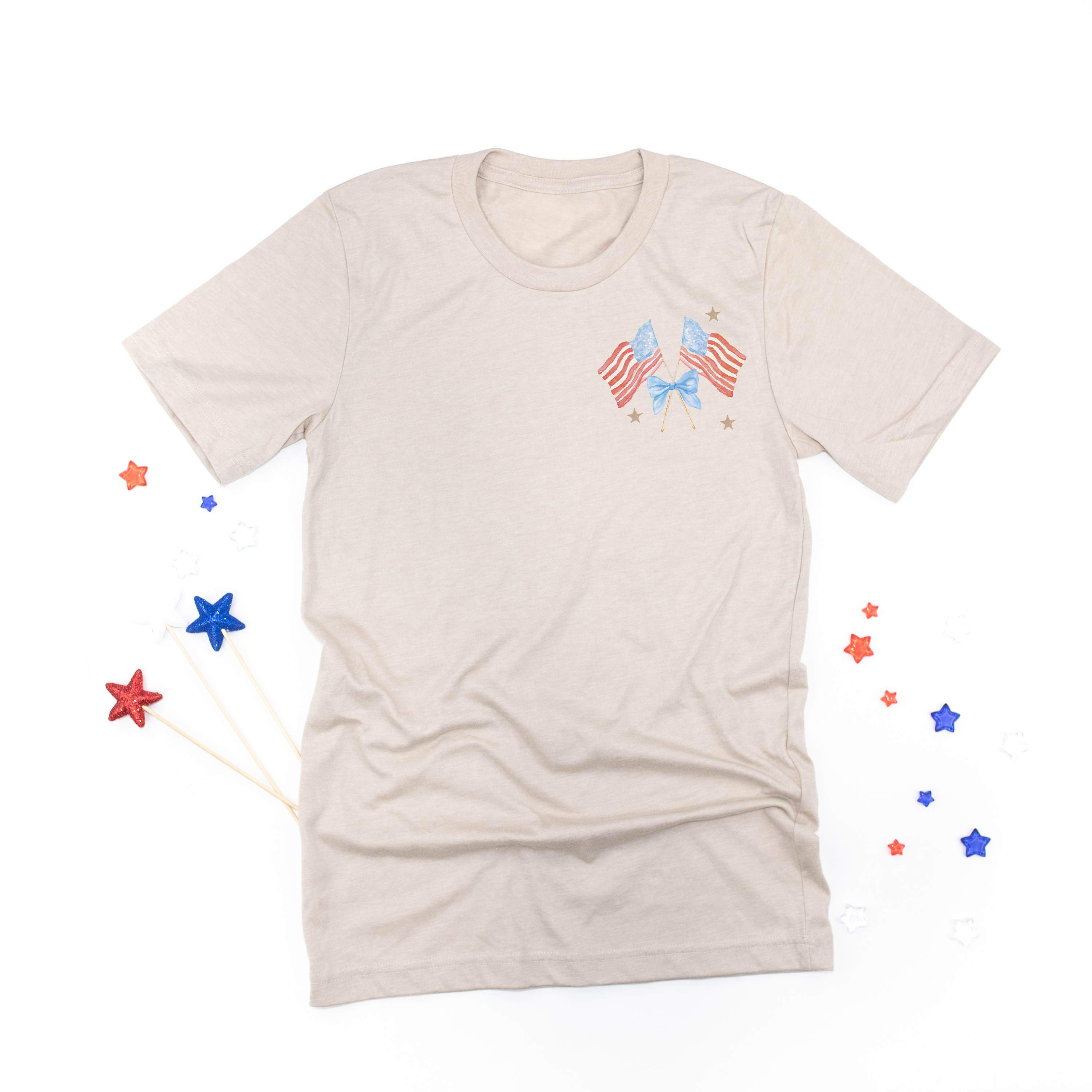 Watercolor Flags (pocket) - Unisex Tee Little Mama Shirt Shop