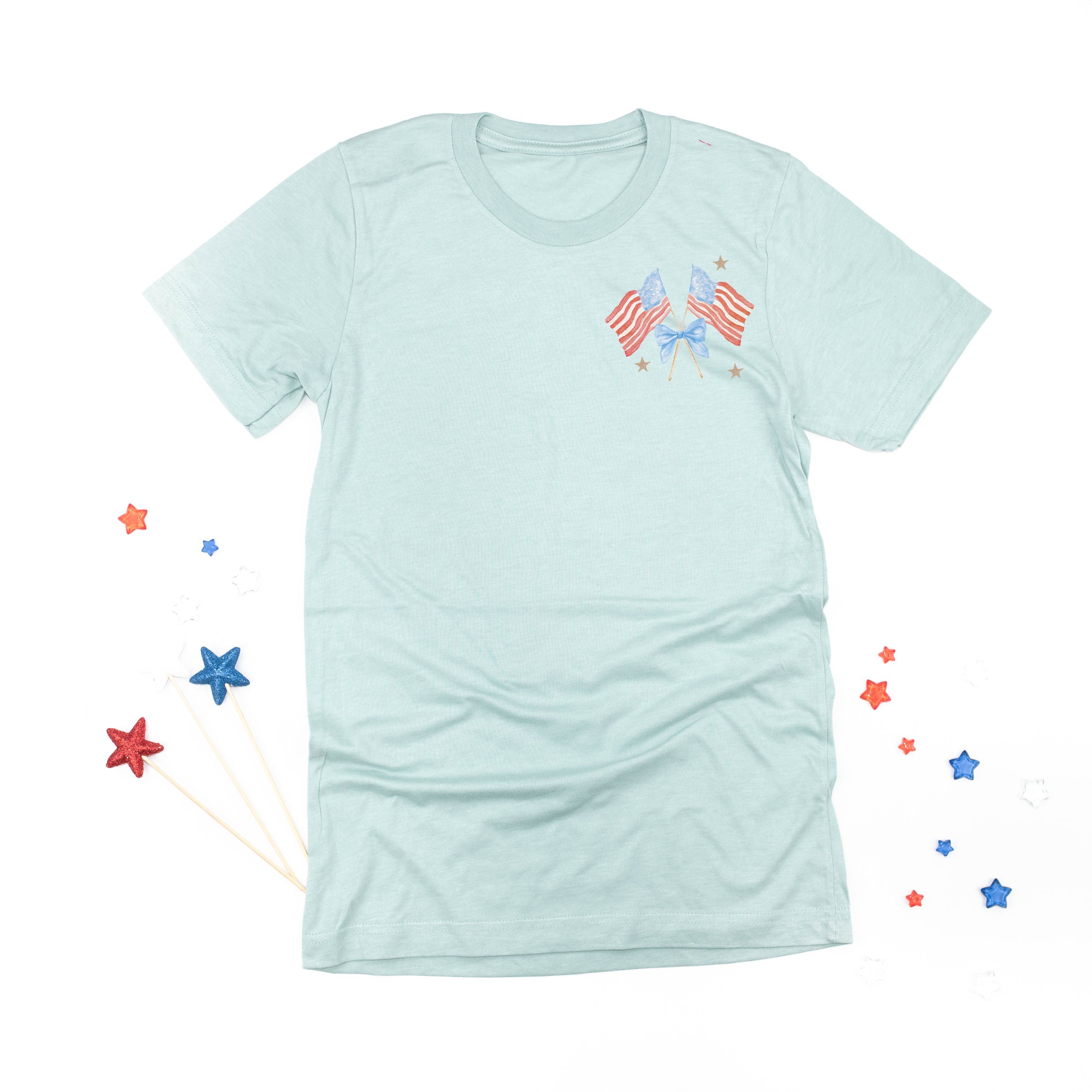 Watercolor Flags (pocket) - Unisex Tee Little Mama Shirt Shop