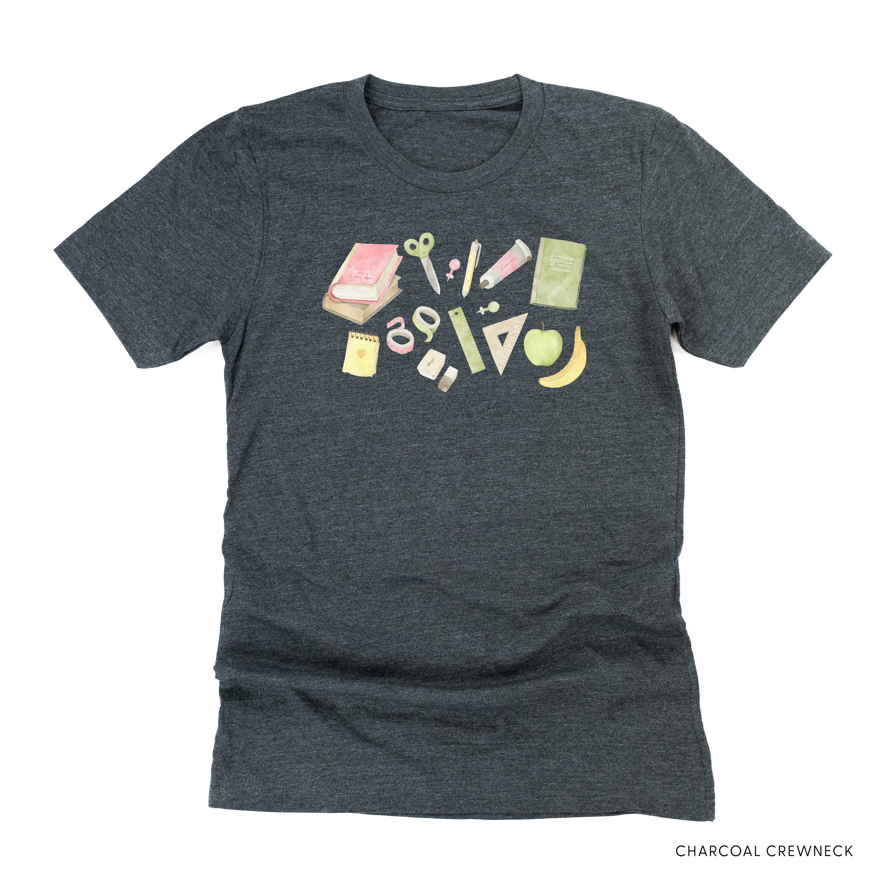 Watercolor School Supplies - Unisex Tee Little Mama Shirt Shop