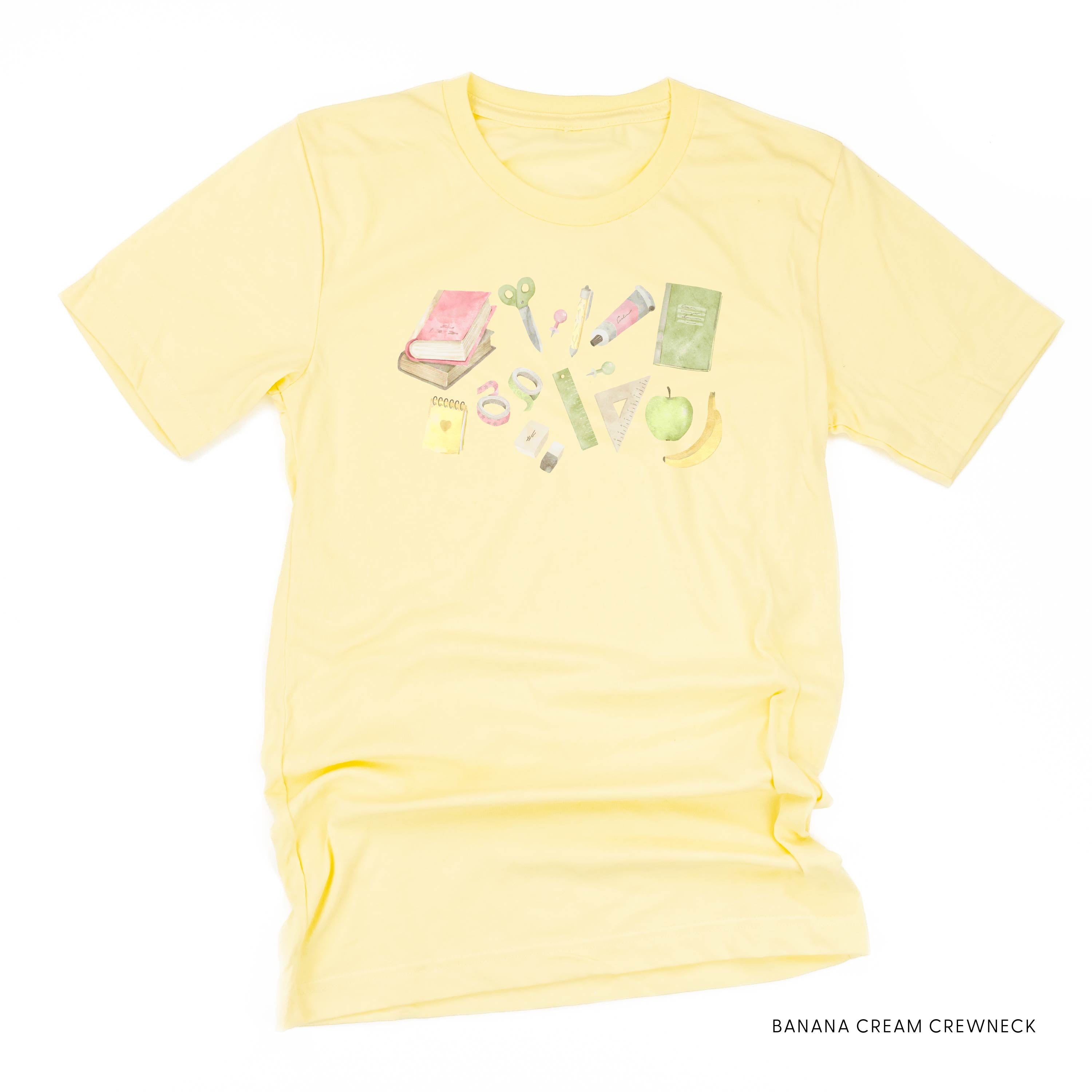 Watercolor School Supplies - Unisex Tee Little Mama Shirt Shop