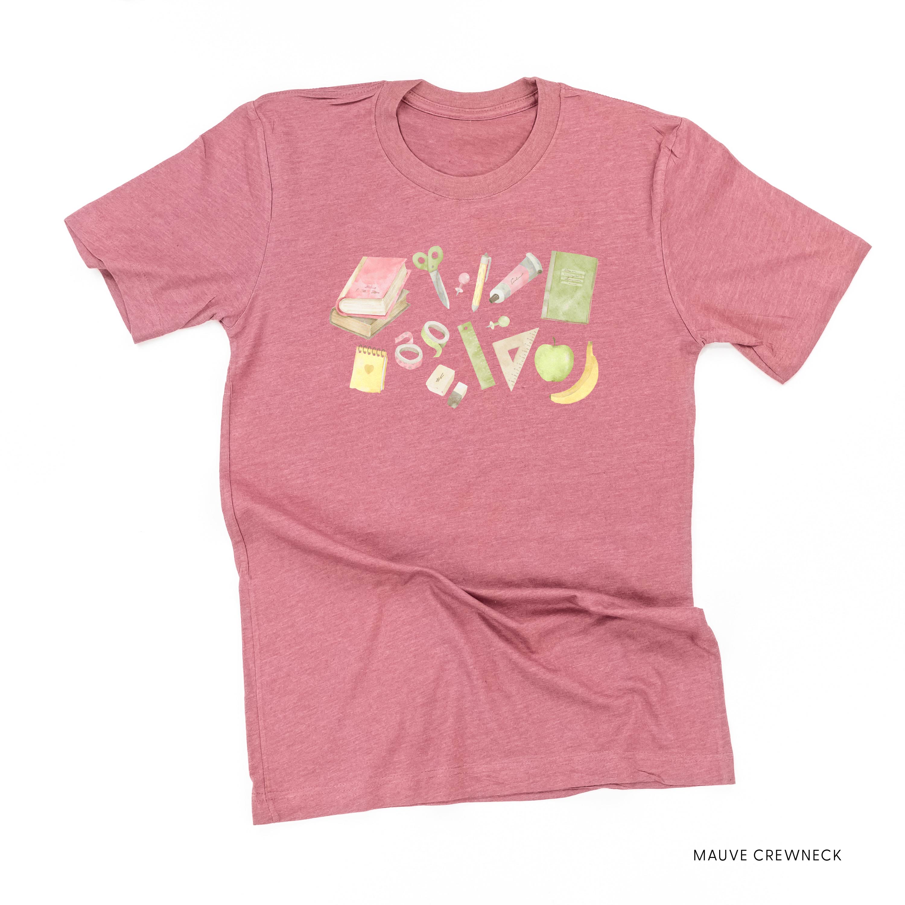 Watercolor School Supplies - Unisex Tee Little Mama Shirt Shop