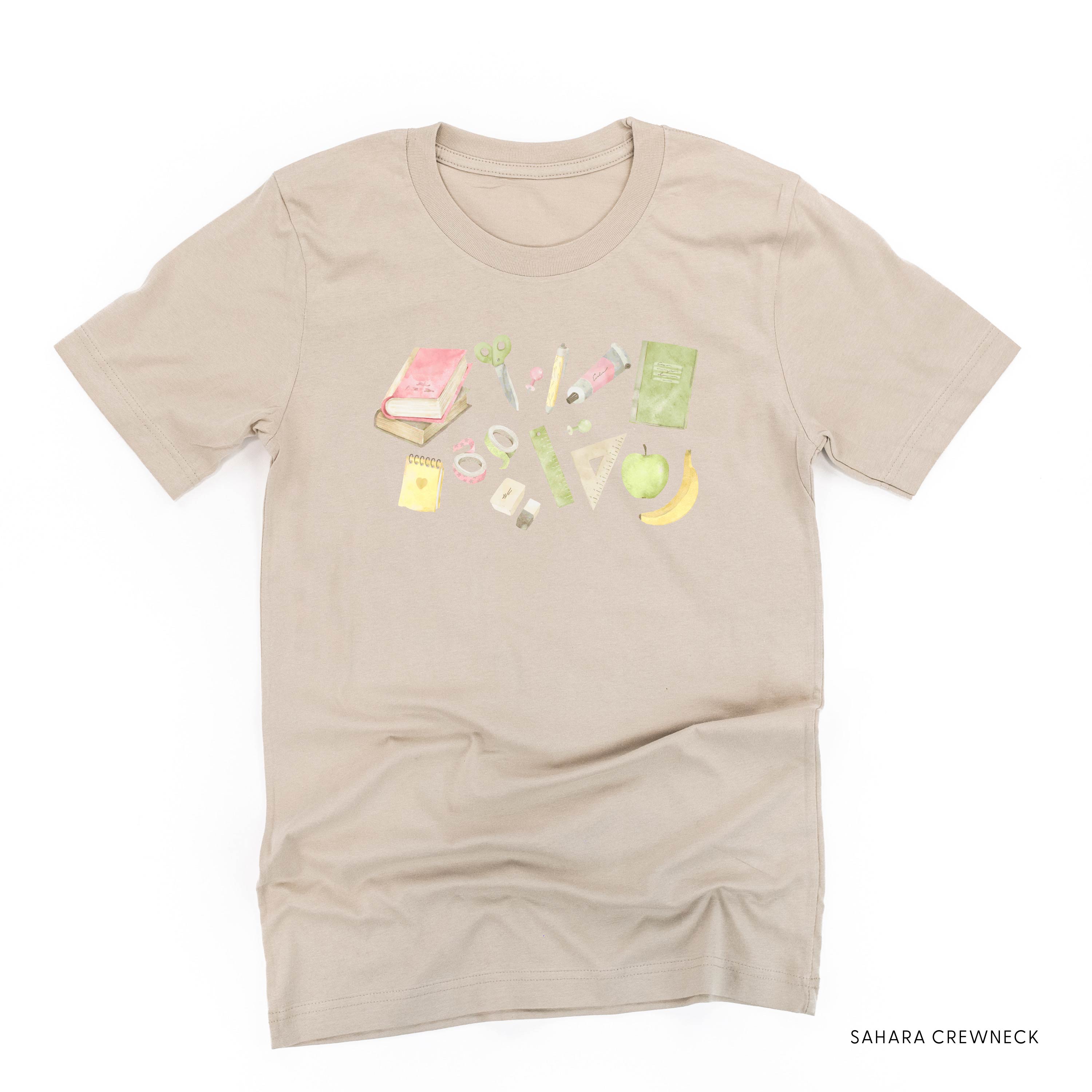 Watercolor School Supplies - Unisex Tee Little Mama Shirt Shop