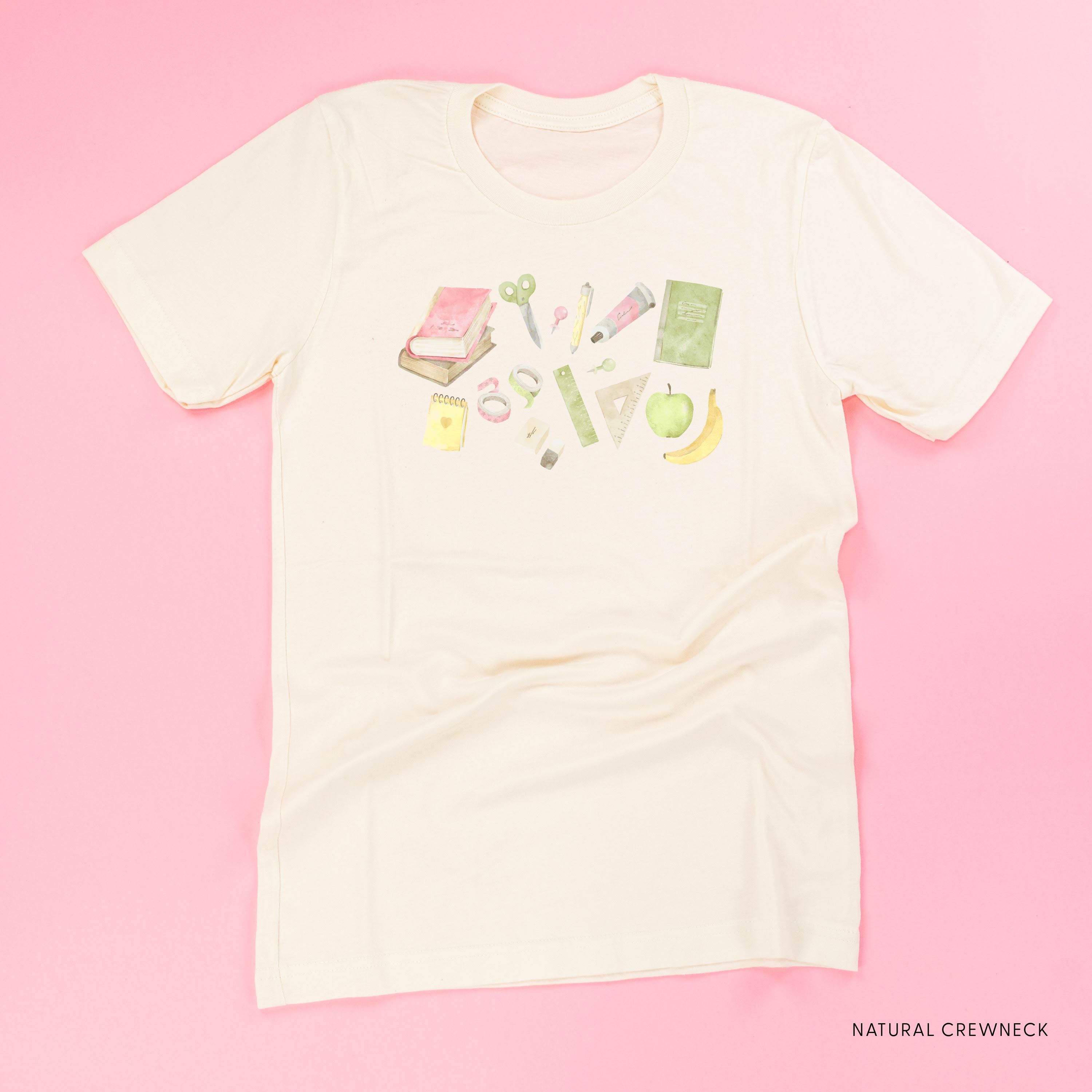 Watercolor School Supplies - Unisex Tee Little Mama Shirt Shop