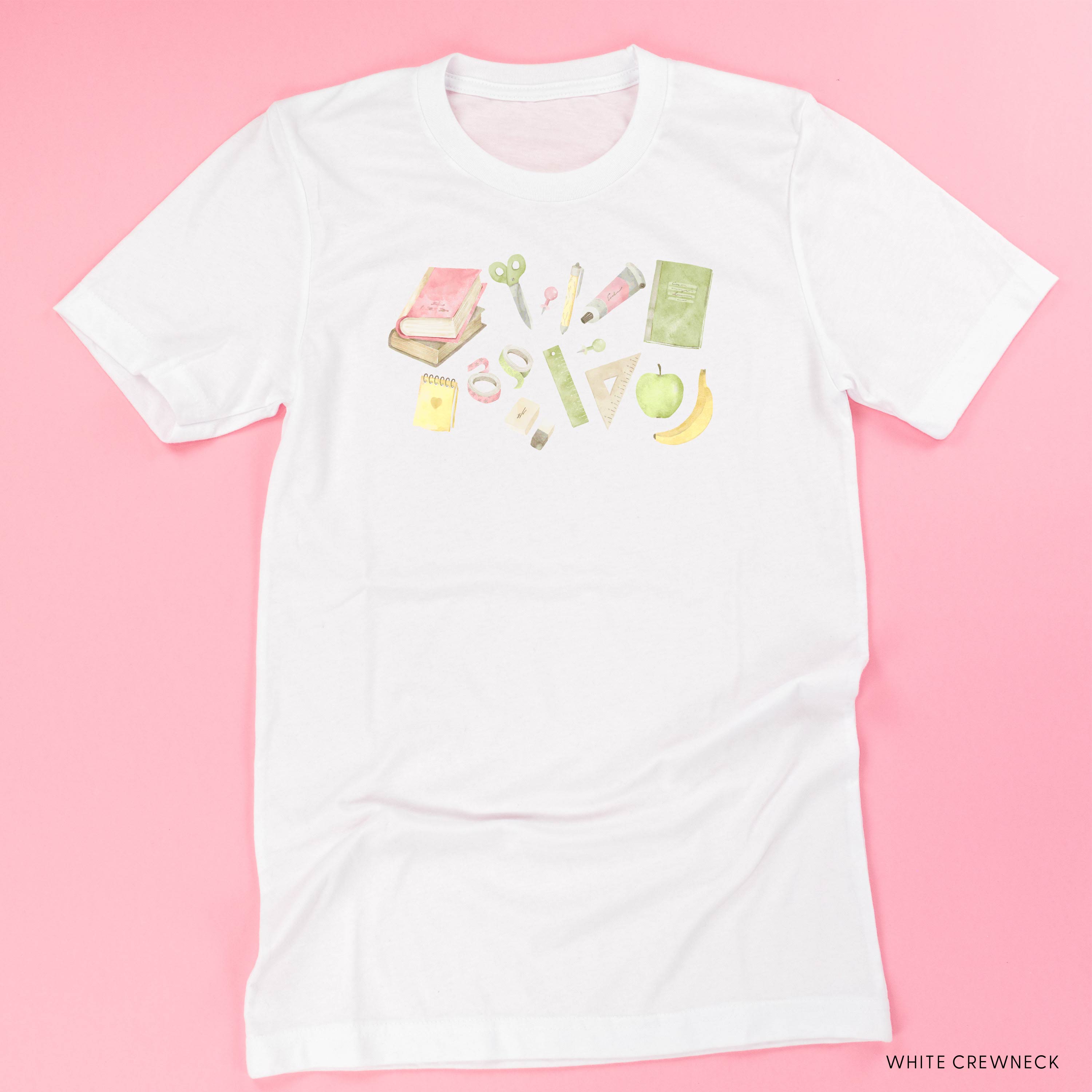 Watercolor School Supplies - Unisex Tee Little Mama Shirt Shop